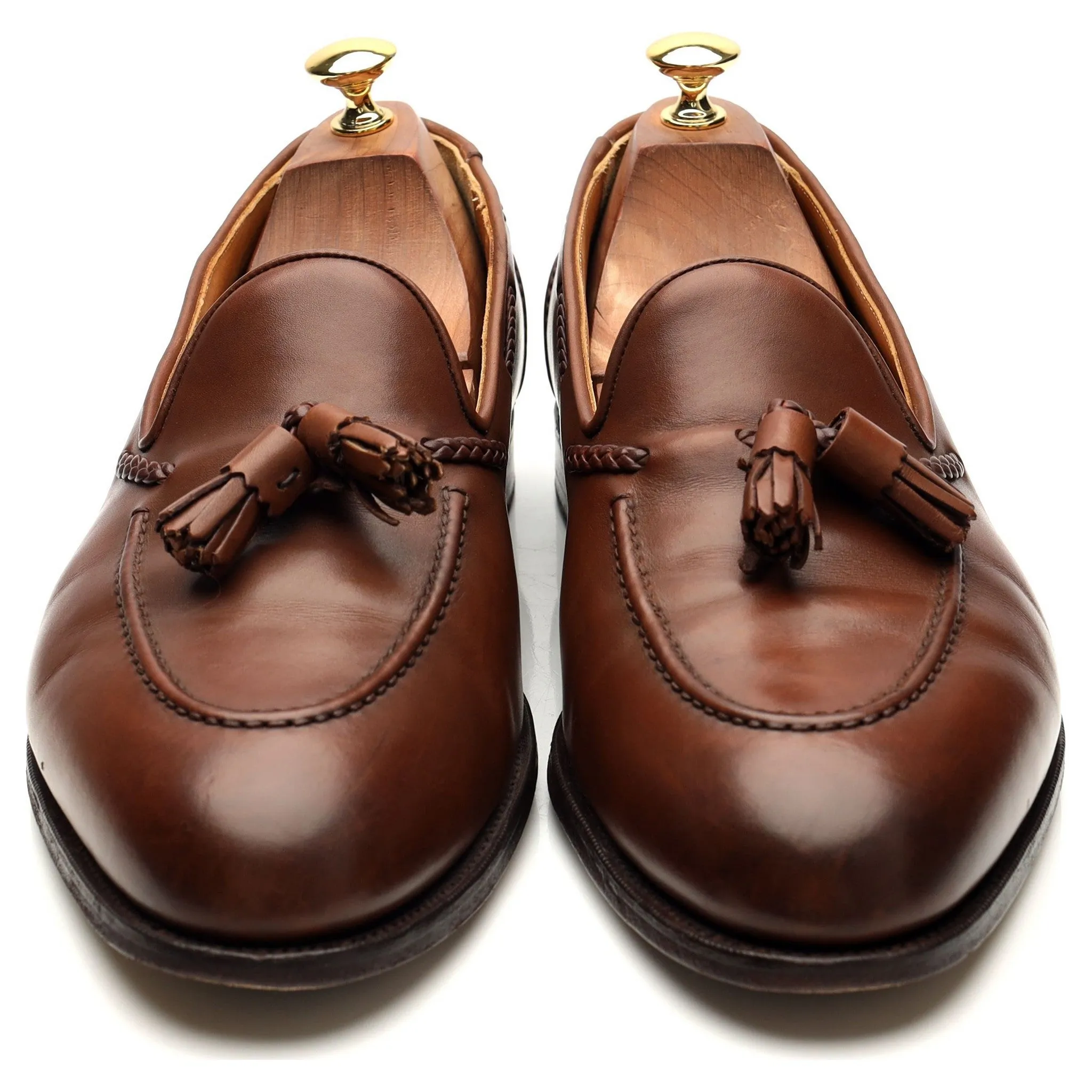 'Belgravia' Brown Leather Tassel Loafers UK 10.5 E