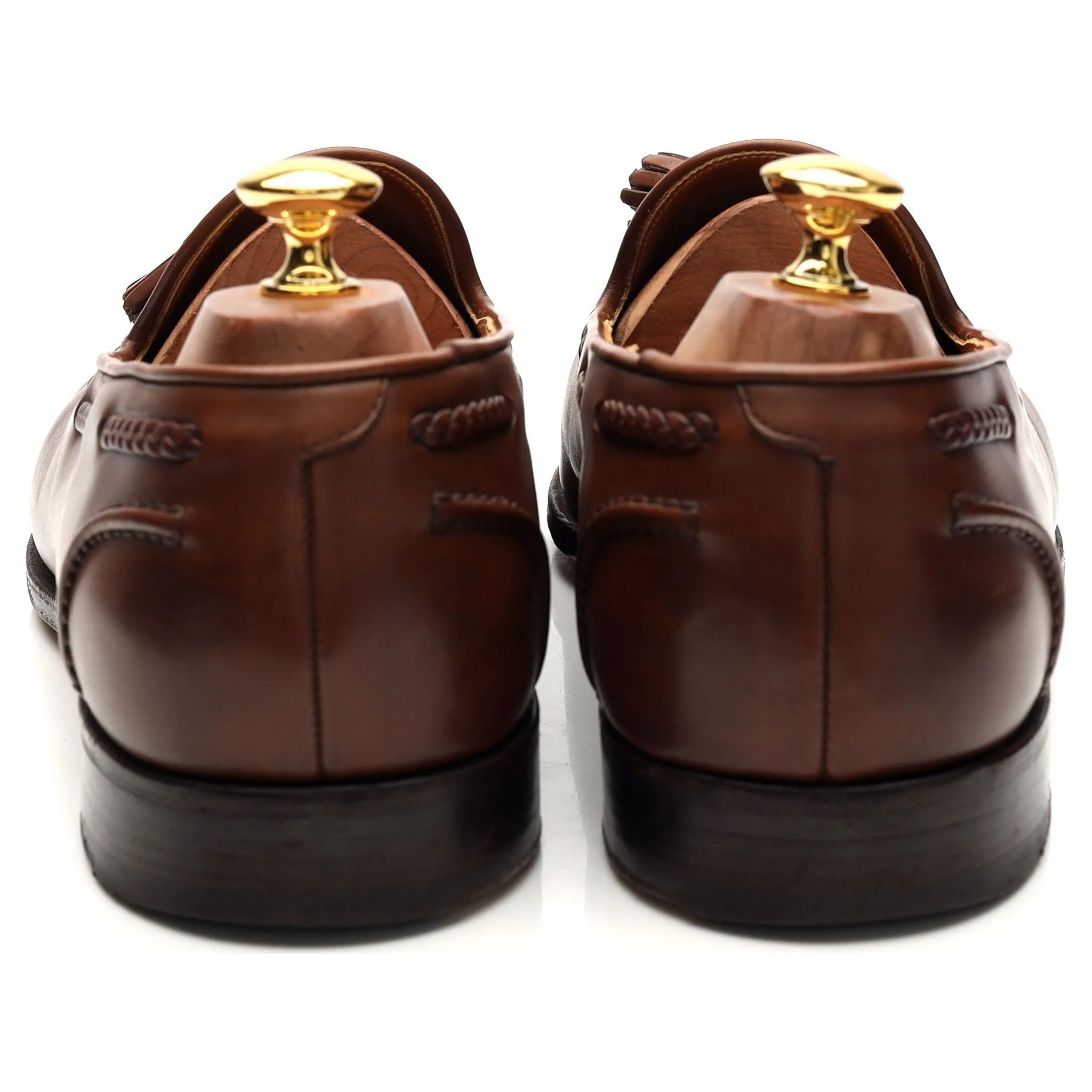 'Belgravia' Brown Leather Tassel Loafers UK 10.5 E