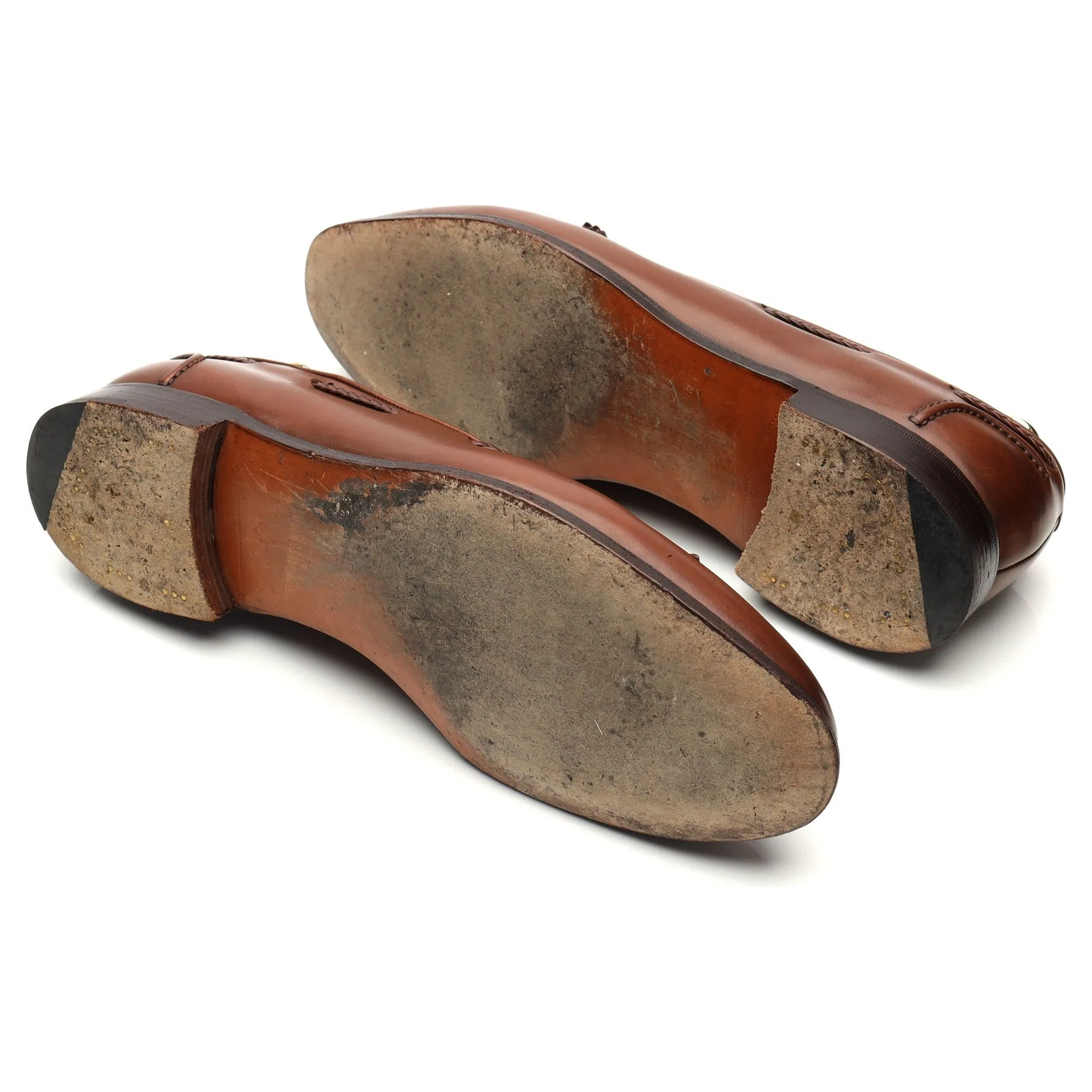 'Belgravia' Brown Leather Tassel Loafers UK 10.5 E
