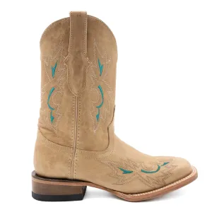 Betsy Embroidered Square Toe Pull On Cowboy Boots