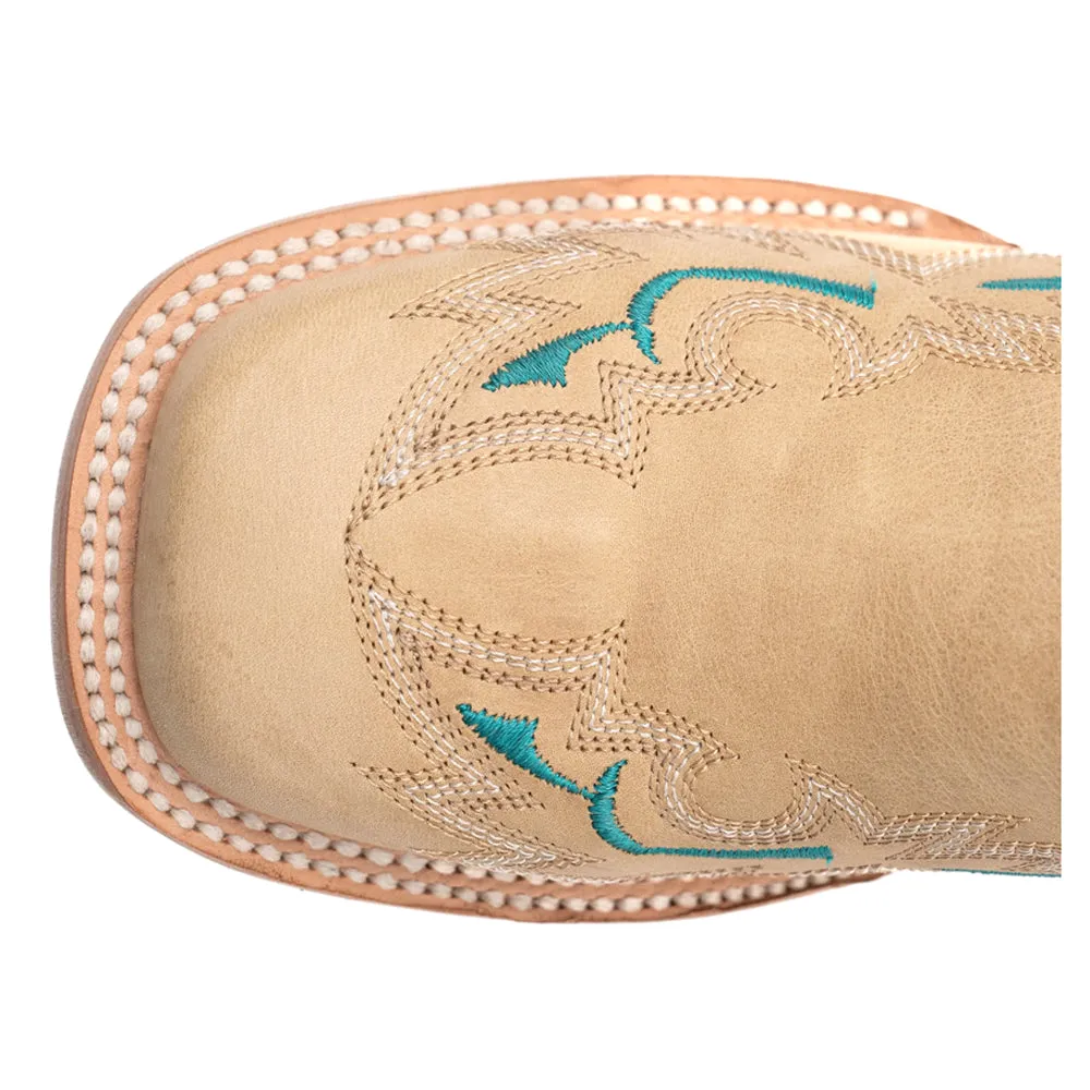 Betsy Embroidered Square Toe Pull On Cowboy Boots
