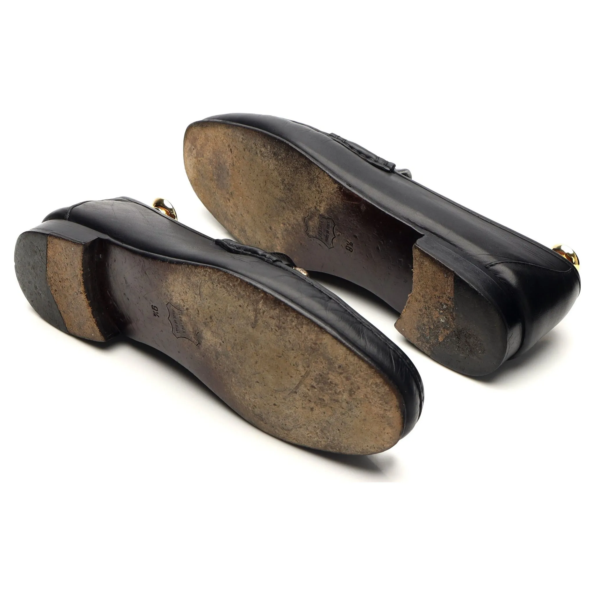 Black Leather Horsebit Loafers UK 9.5