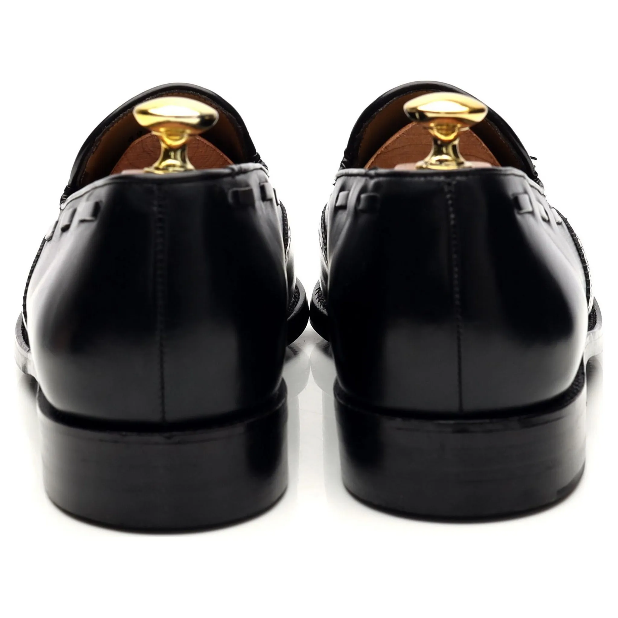Black Leather Tassel Loafers UK 8 E