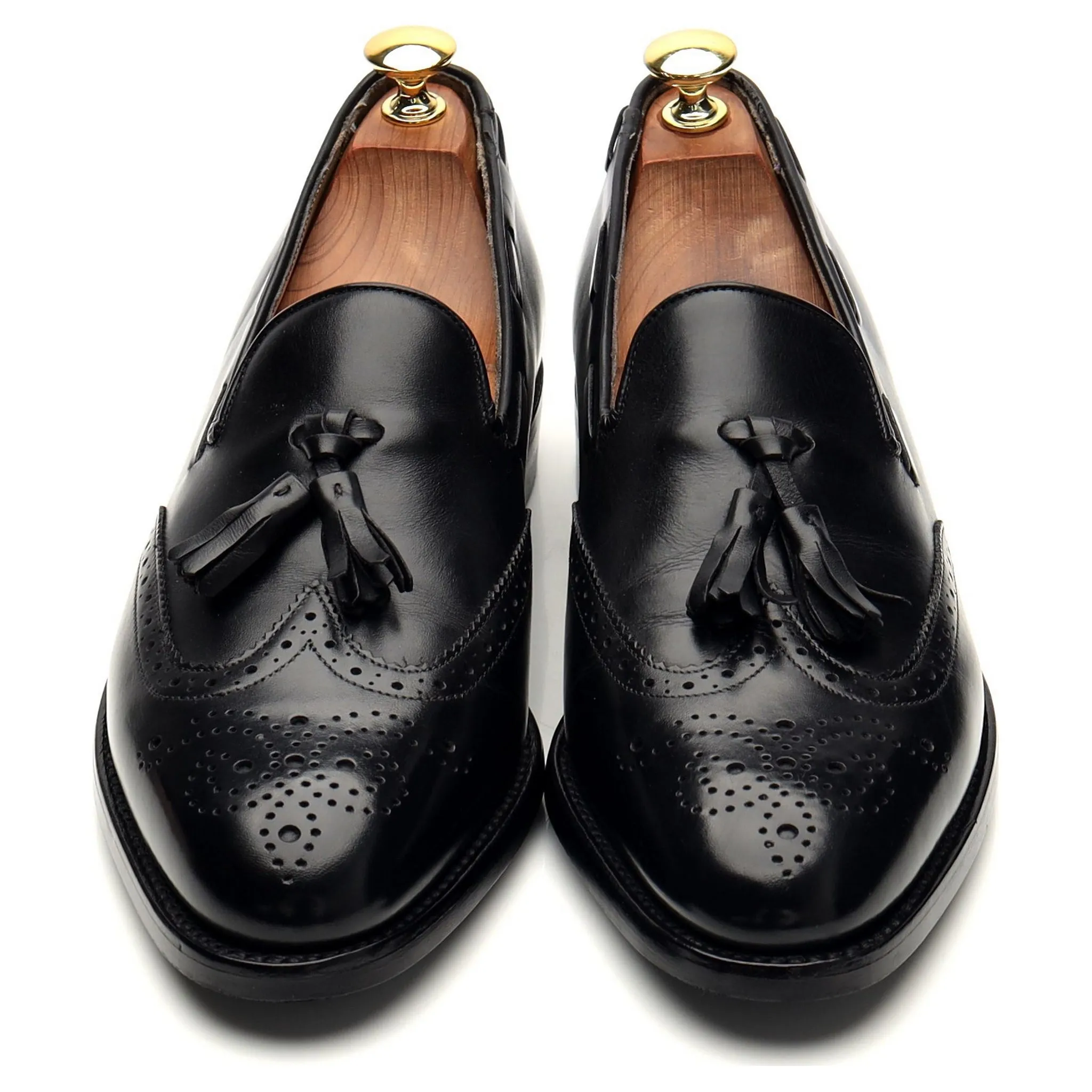 Black Leather Tassel Loafers UK 8 E