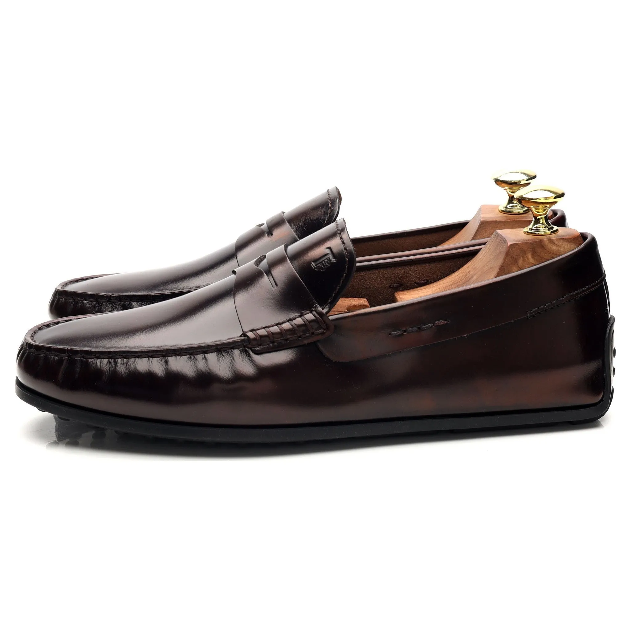 'Bucharest' Burgundy Leather Driving Loafers UK 7