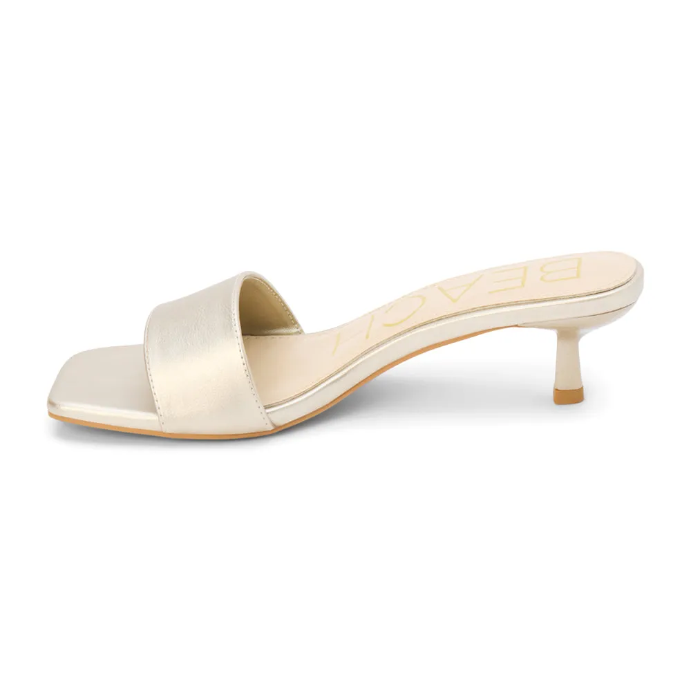 Capricorn Metallic Kitten Heel Slide Sandals