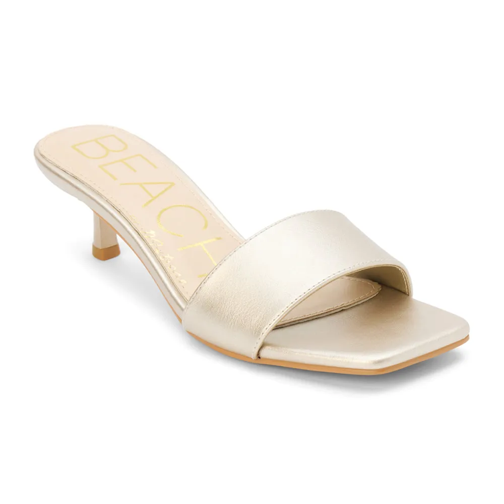 Capricorn Metallic Kitten Heel Slide Sandals