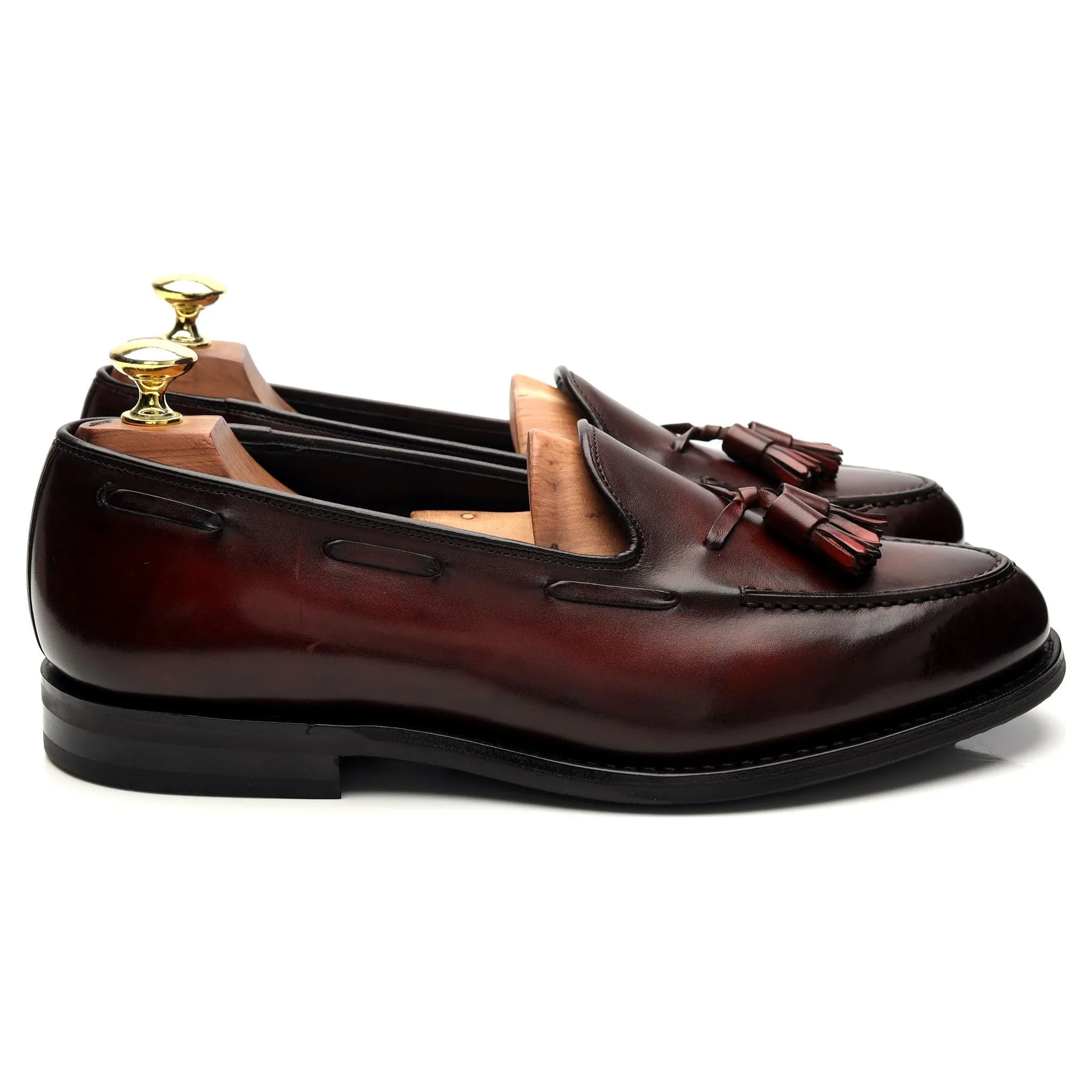 'Chicane' Burgundy Leather Tassel Loafers UK 7.5 G