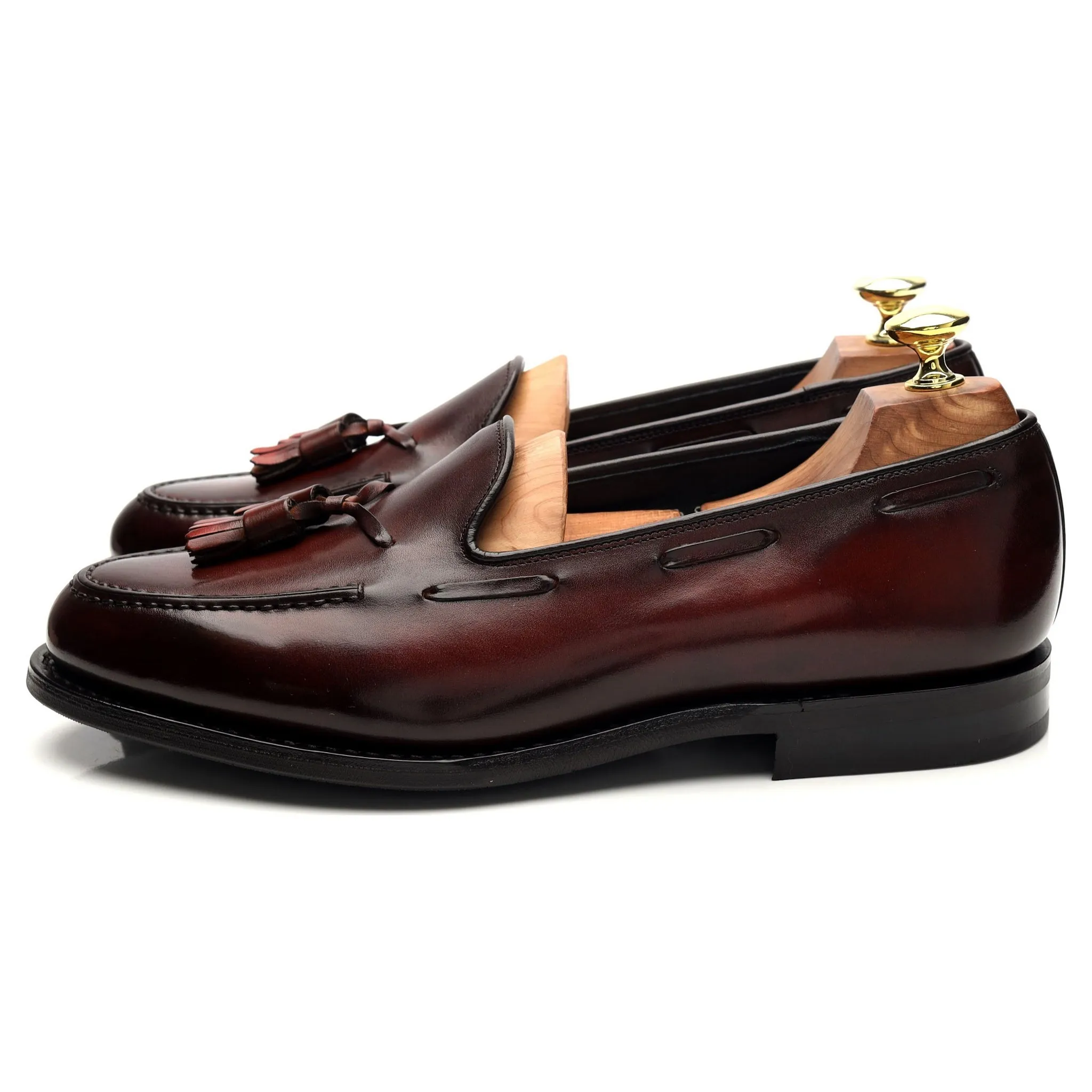 'Chicane' Burgundy Leather Tassel Loafers UK 7.5 G