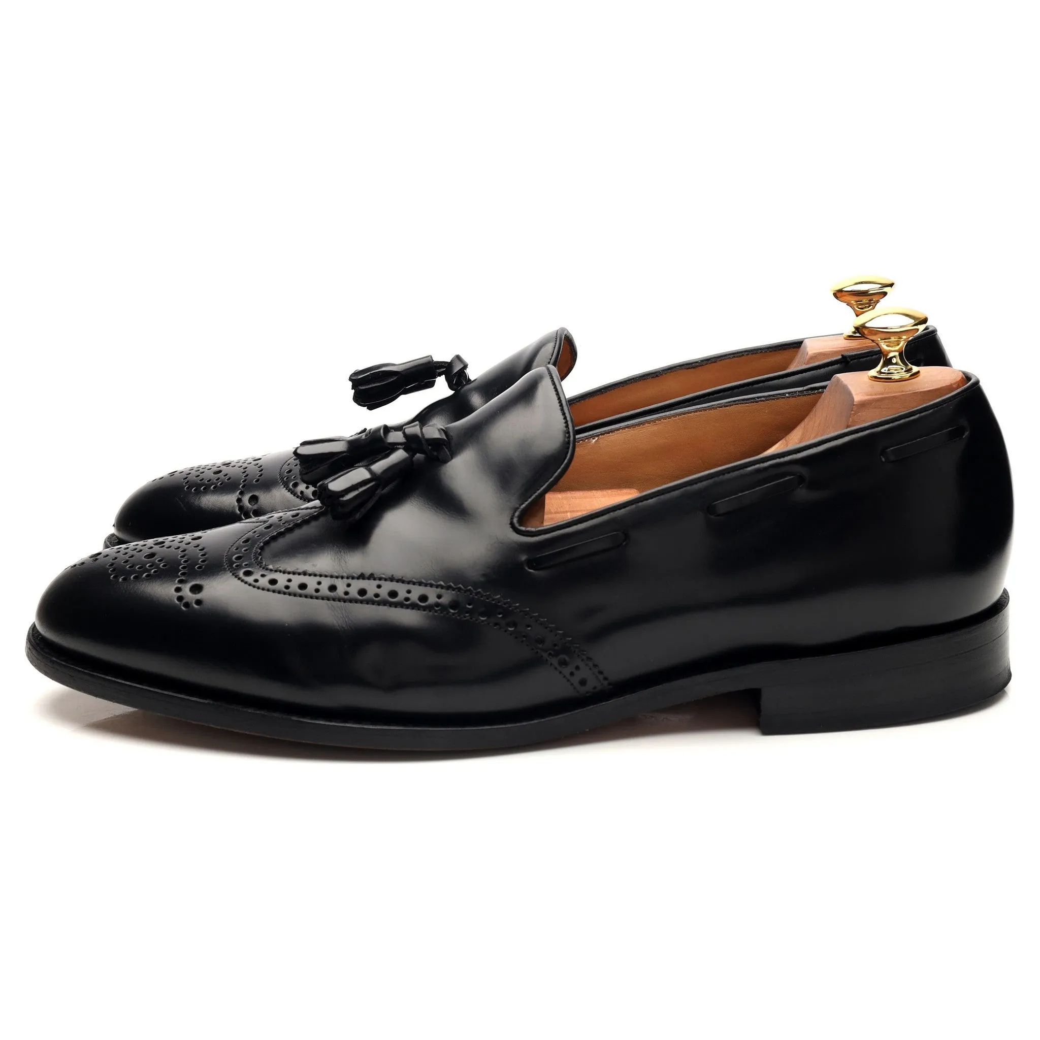 'Clive' Black Leather Tassel Loafers UK 10.5 F
