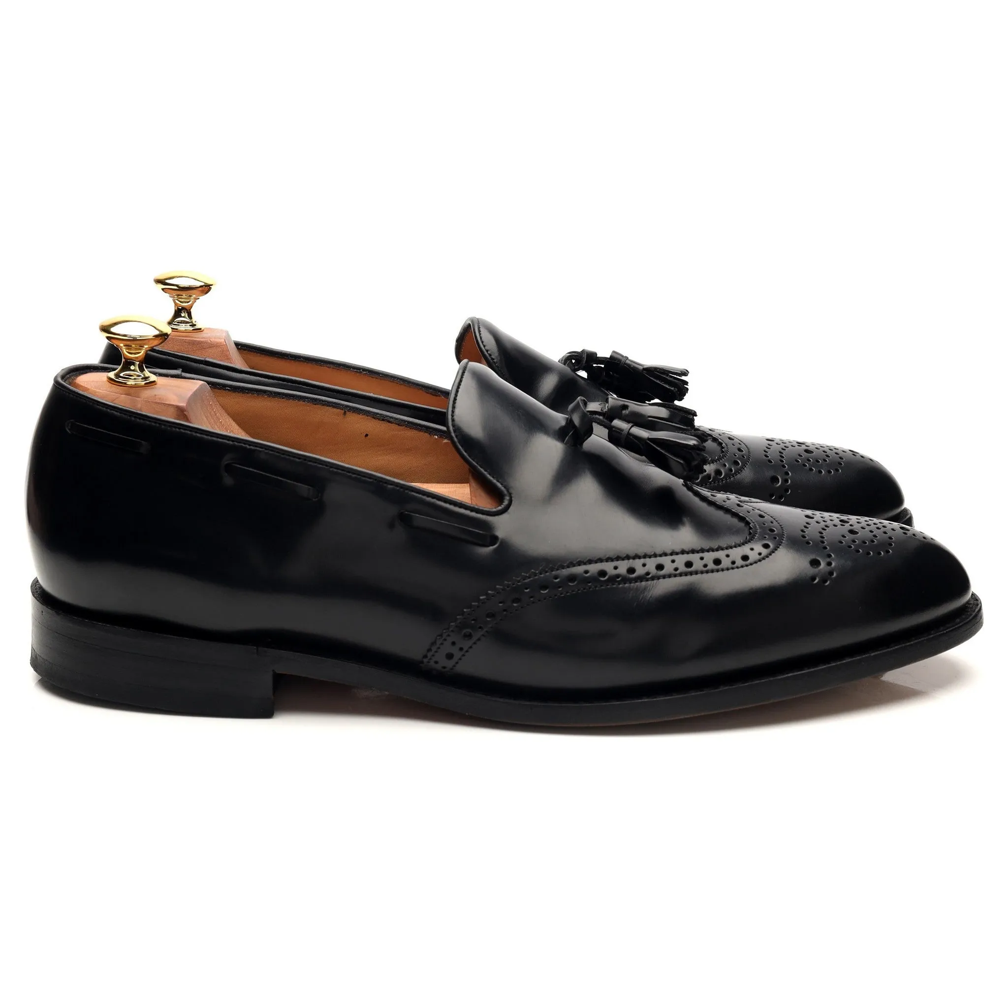 'Clive' Black Leather Tassel Loafers UK 10.5 F