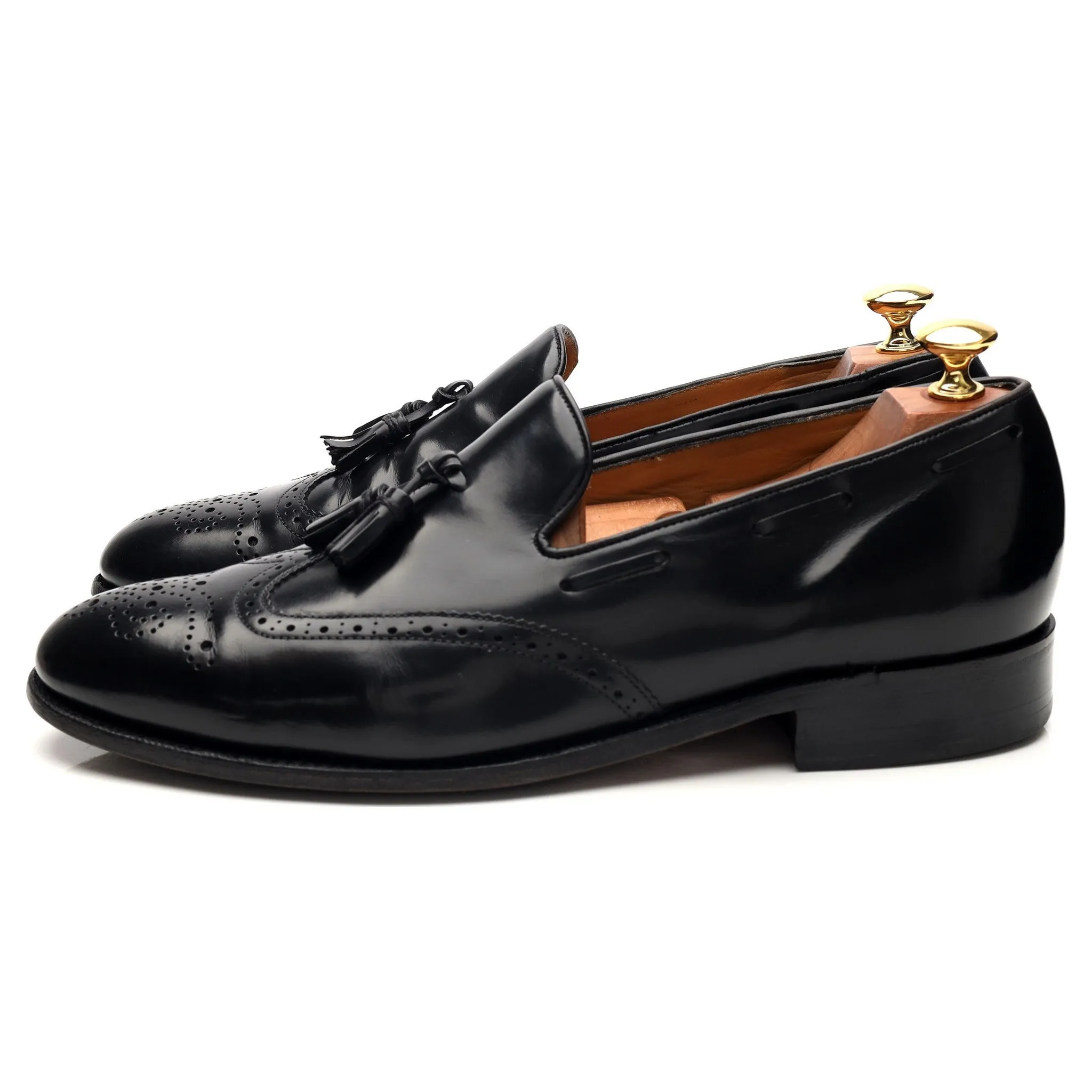 'Clive' Black Leather Tassel Loafers UK 9.5 F