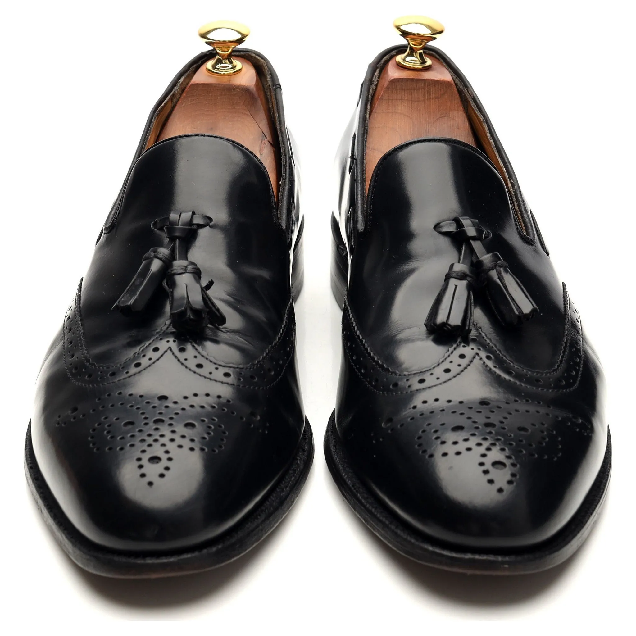 'Clive' Black Leather Tassel Loafers UK 9.5 F