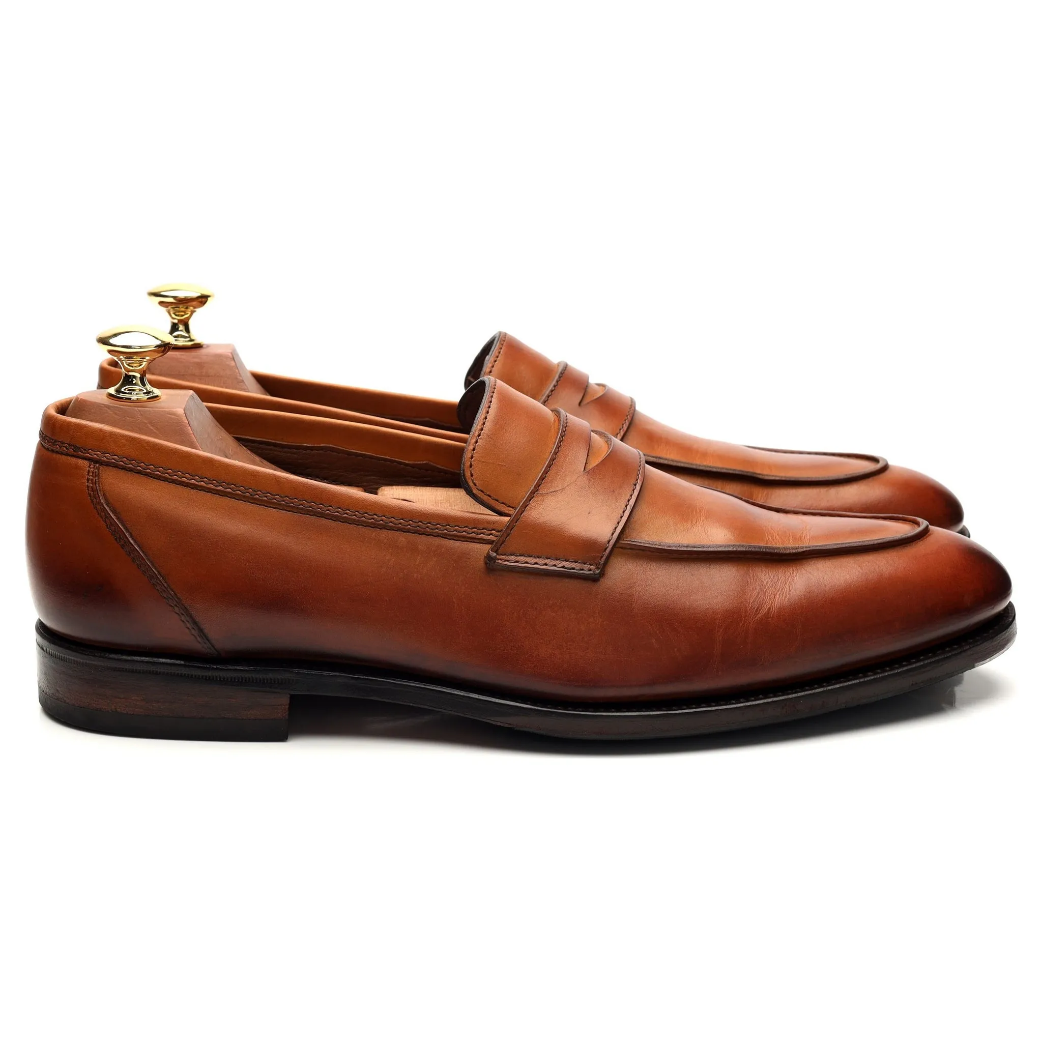 'Donald' Tan Brown Leather Loafers UK 9 E