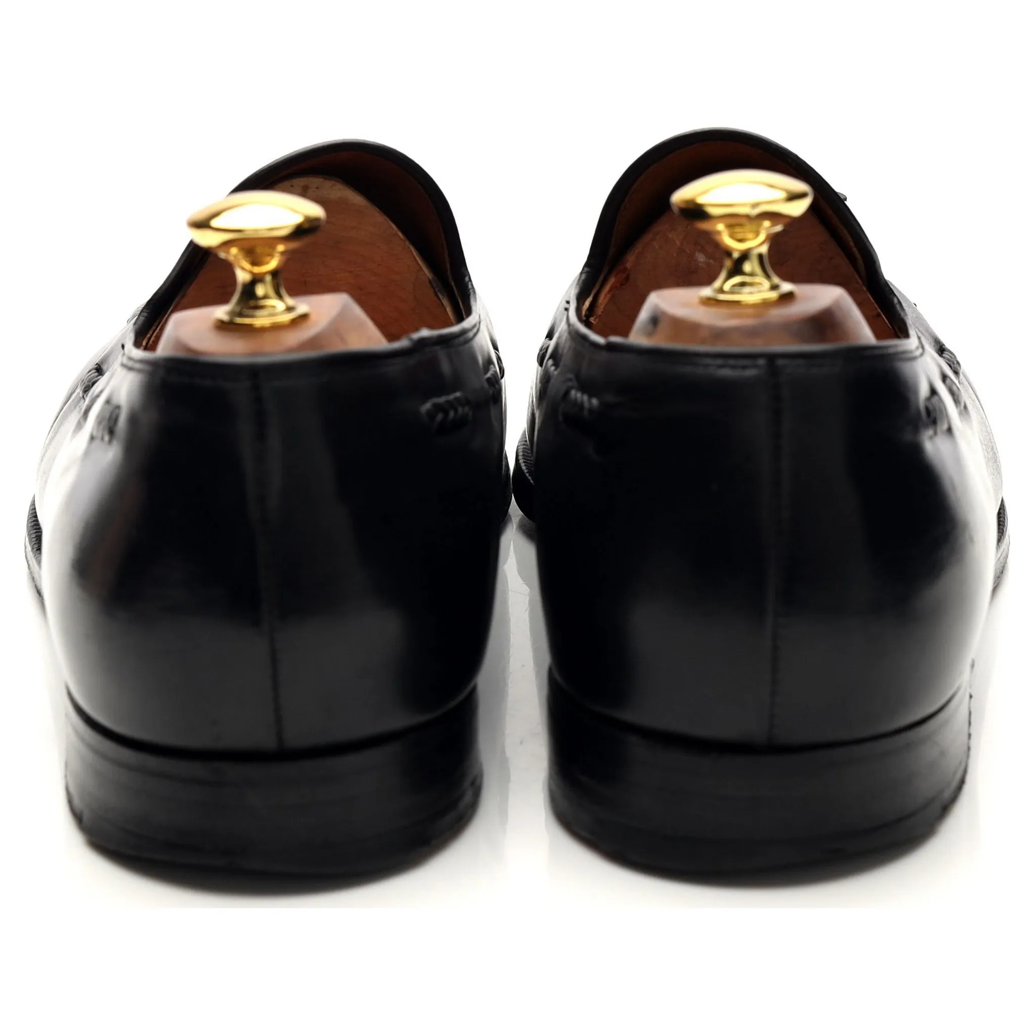 Gieves & Hawkes Black Leather Tassel Loafers UK 11 E