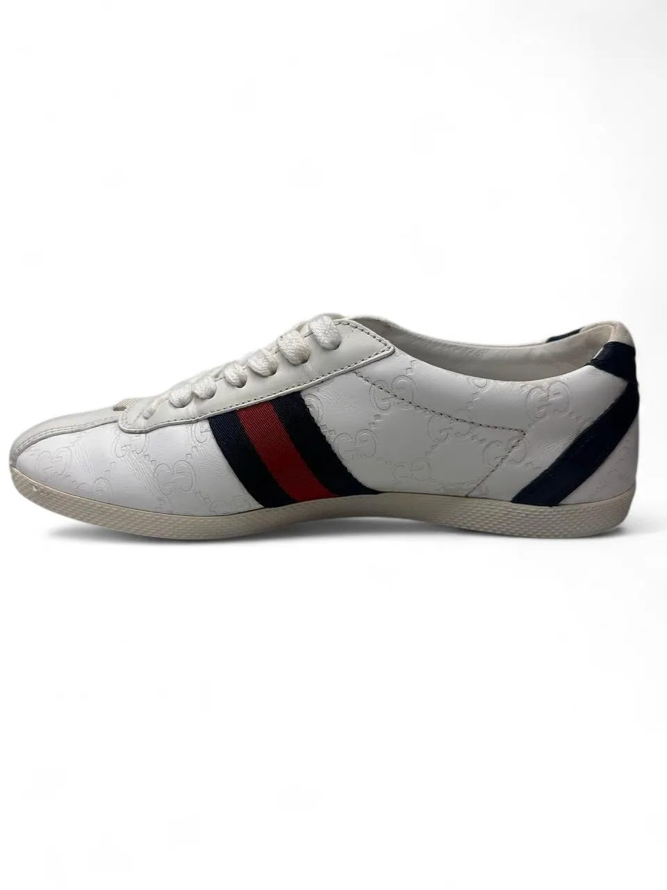 Gucci Ace Sneakers Web White Leather  Size 7