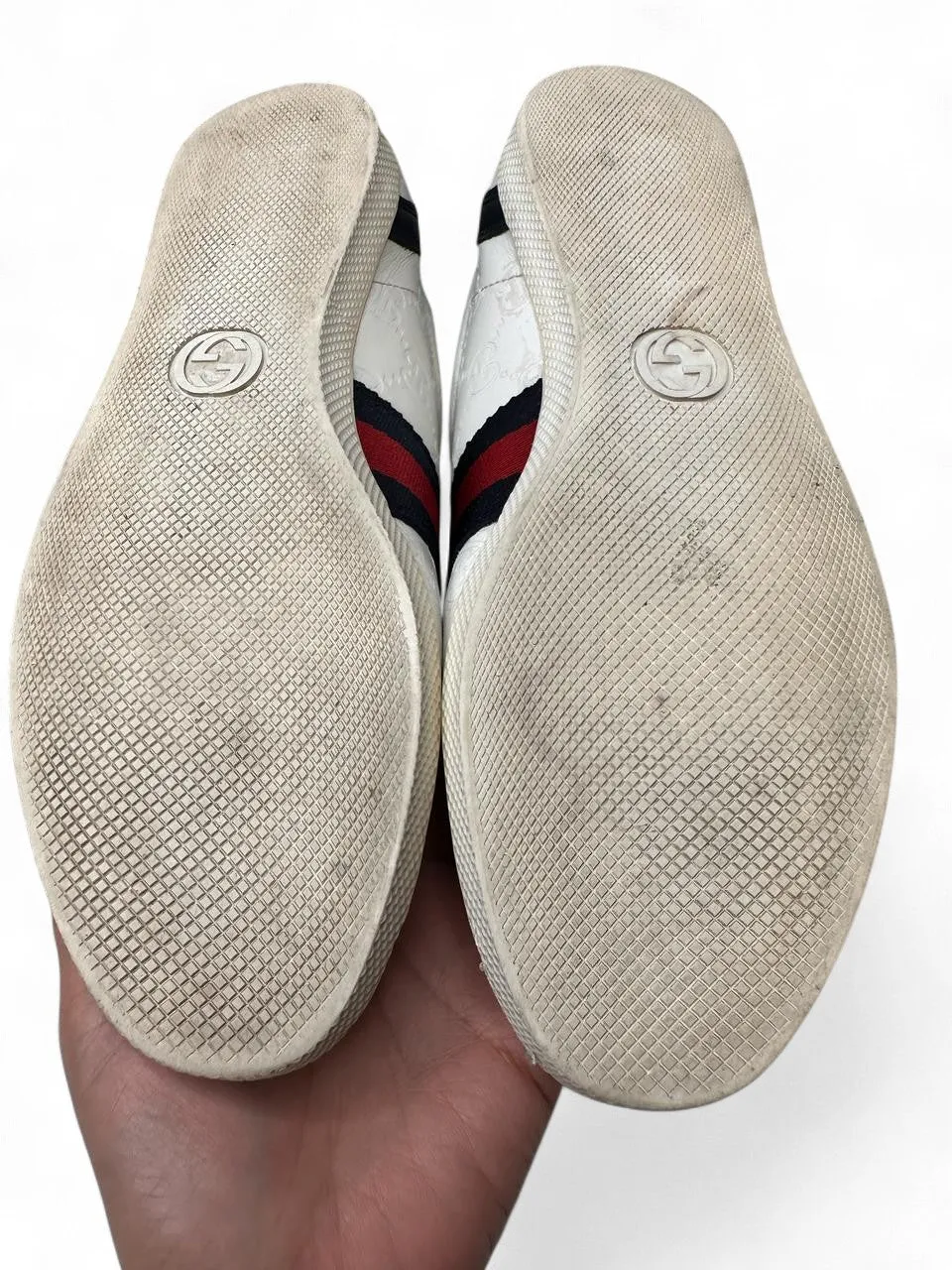Gucci Ace Sneakers Web White Leather  Size 7