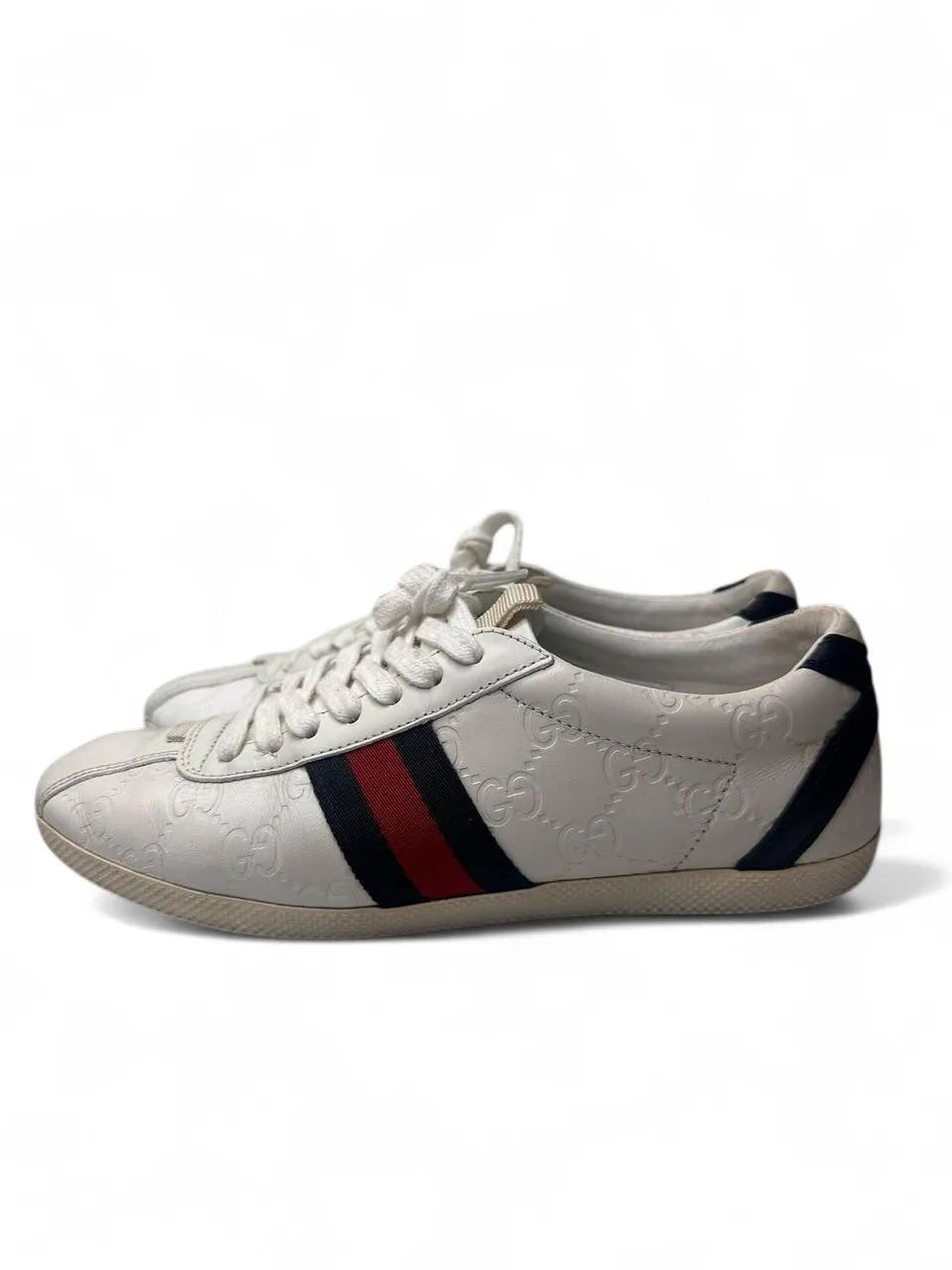 Gucci Ace Sneakers Web White Leather  Size 7