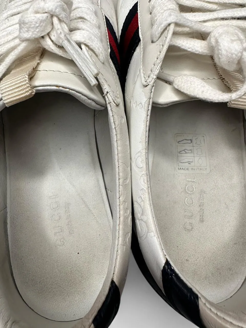 Gucci Ace Sneakers Web White Leather  Size 7