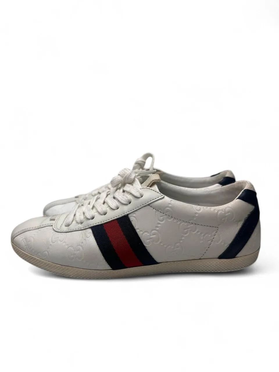 Gucci Ace Sneakers Web White Leather  Size 7