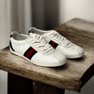 Gucci Ace Sneakers Web White Leather  Size 7