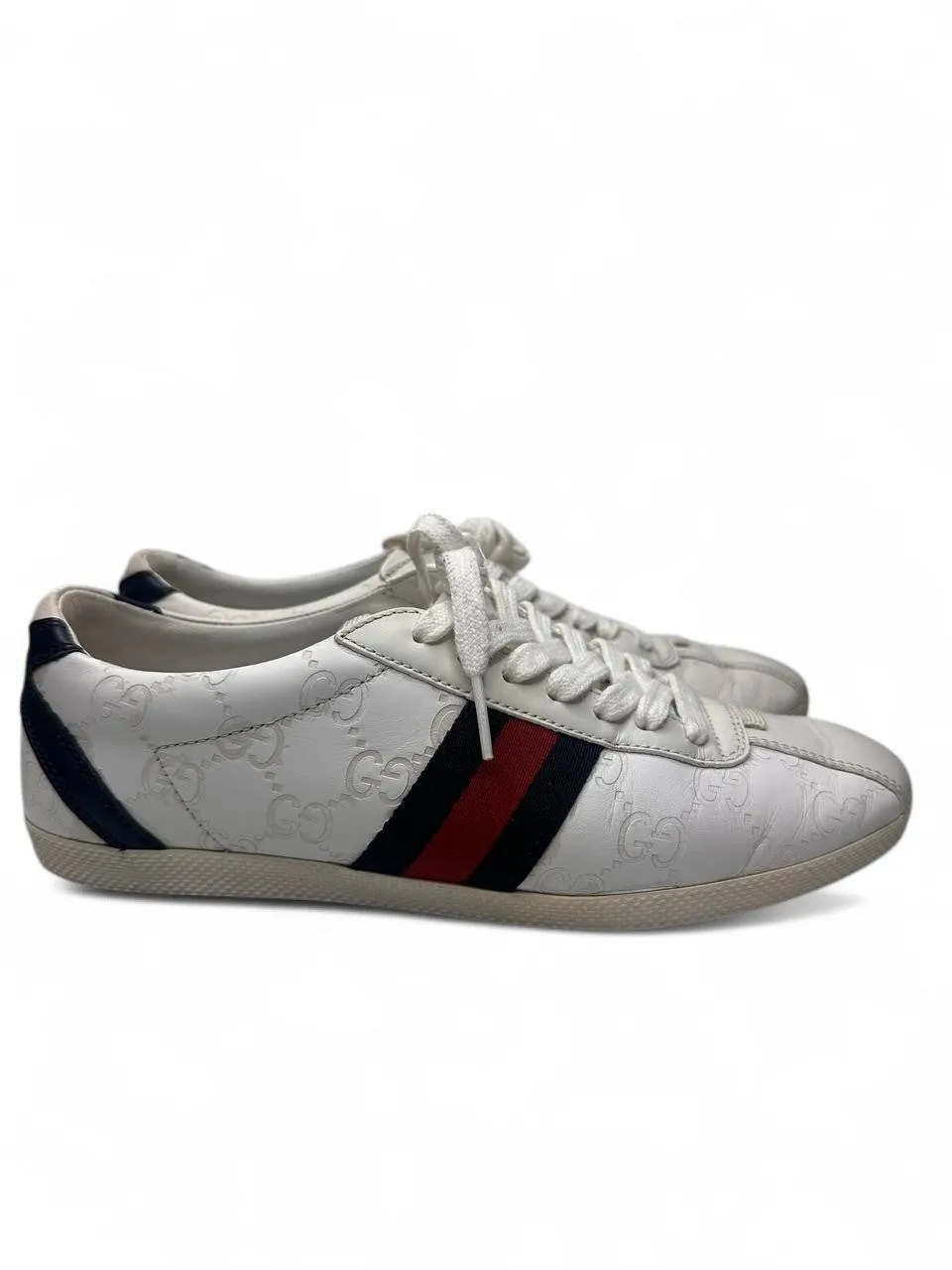 Gucci Ace Sneakers Web White Leather  Size 7
