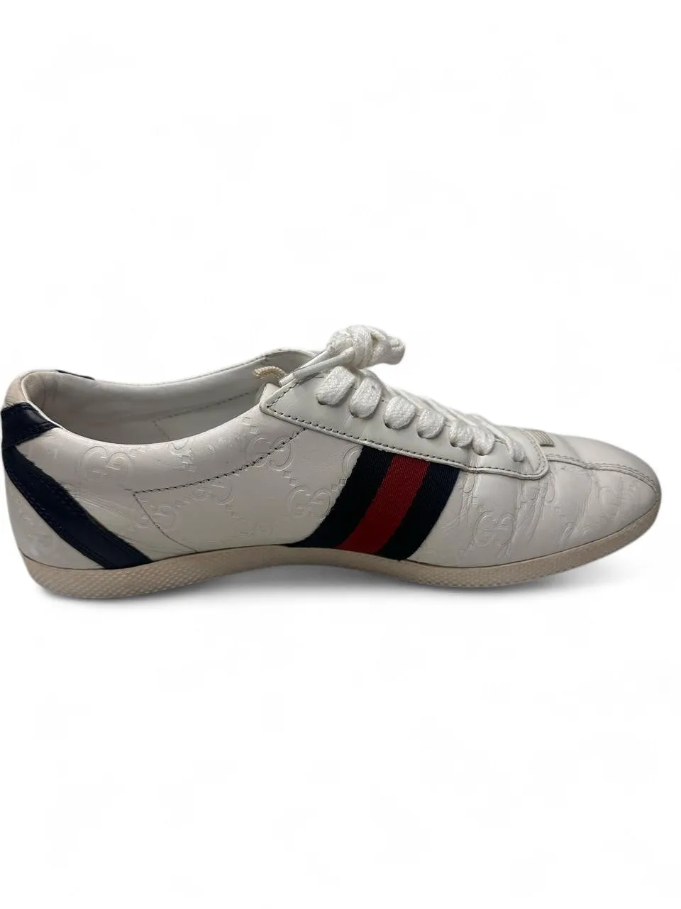 Gucci Ace Sneakers Web White Leather  Size 7