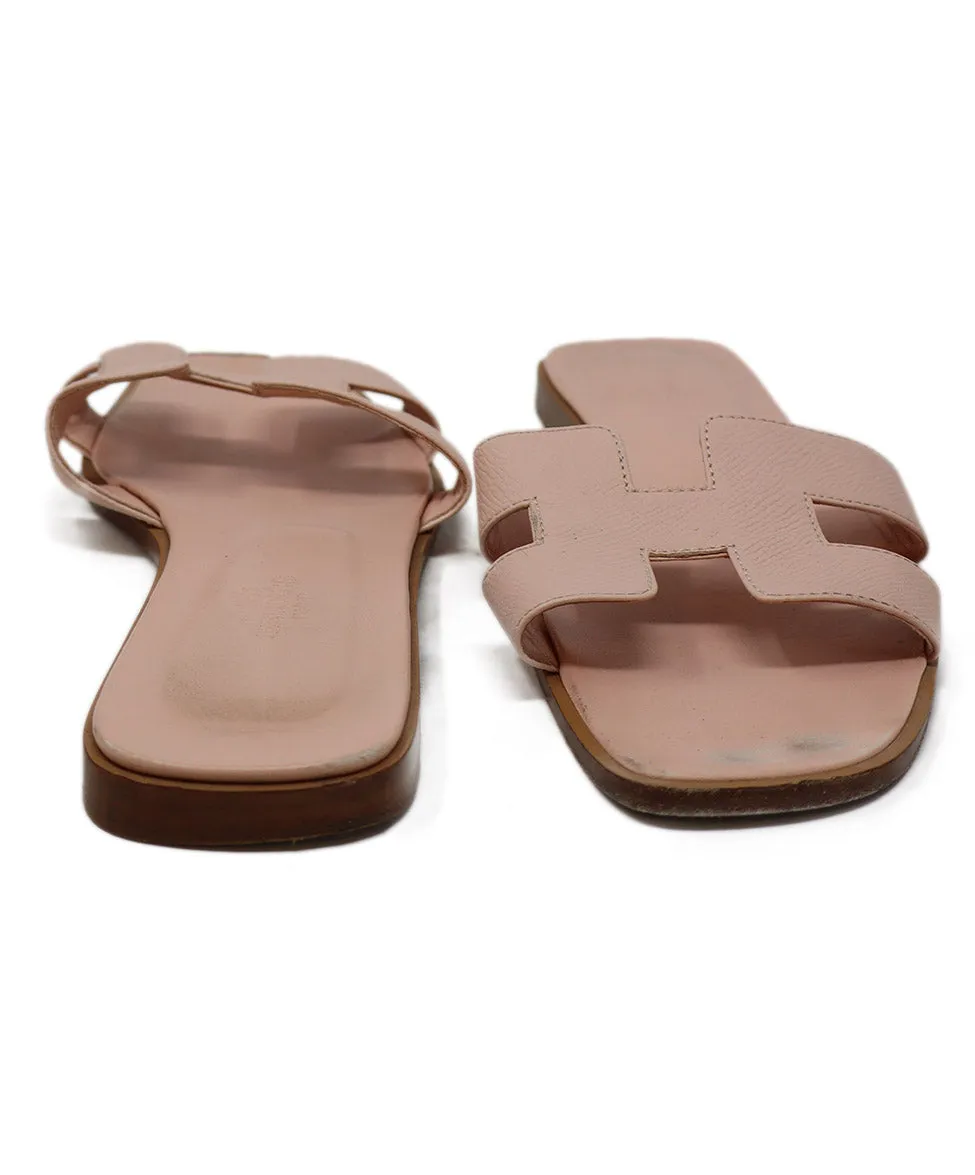 Hermes Pink Leather Sandals sz 8.5