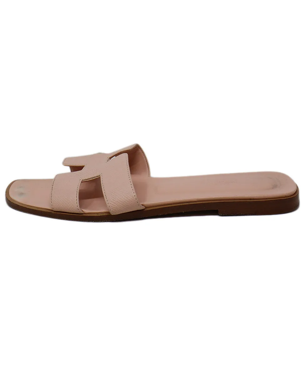 Hermes Pink Leather Sandals sz 8.5