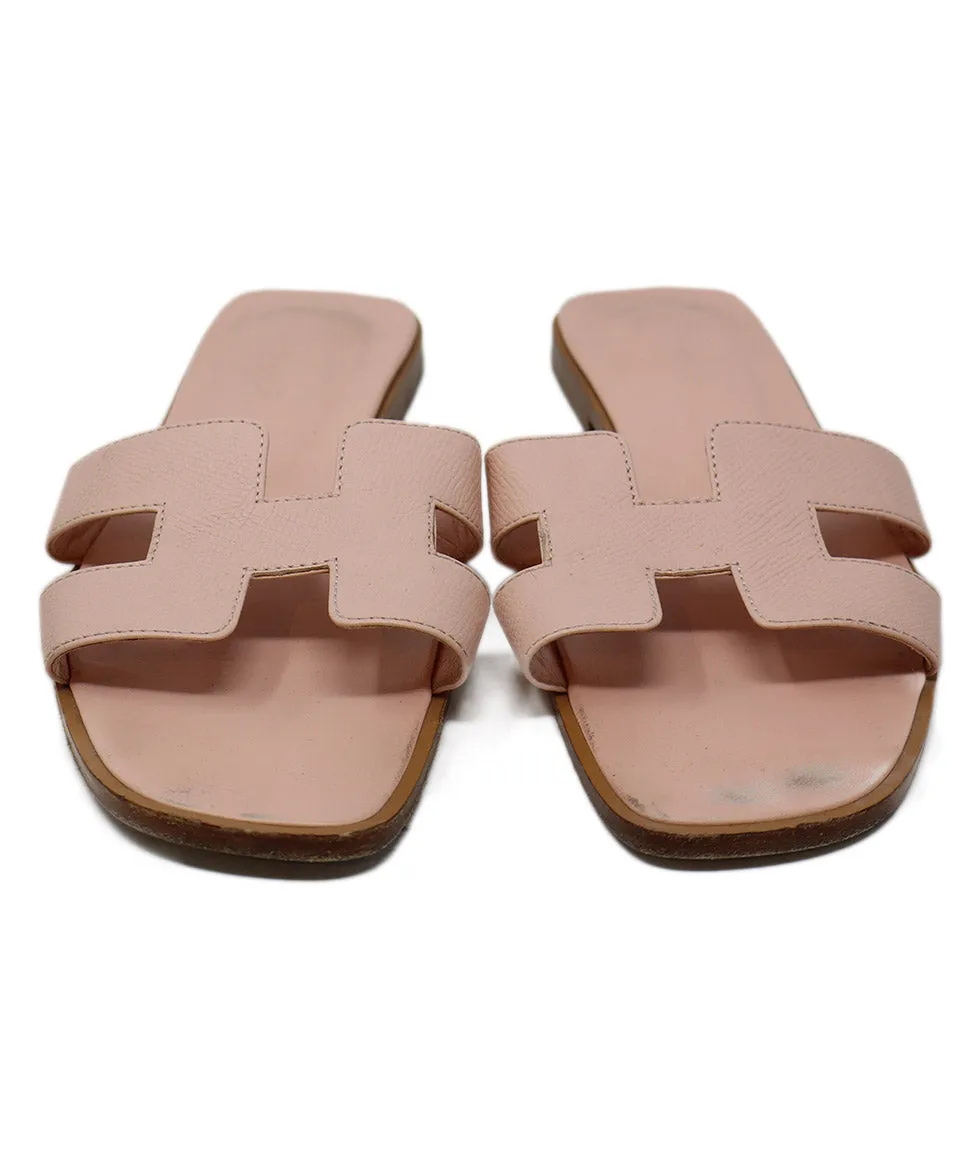 Hermes Pink Leather Sandals sz 8.5