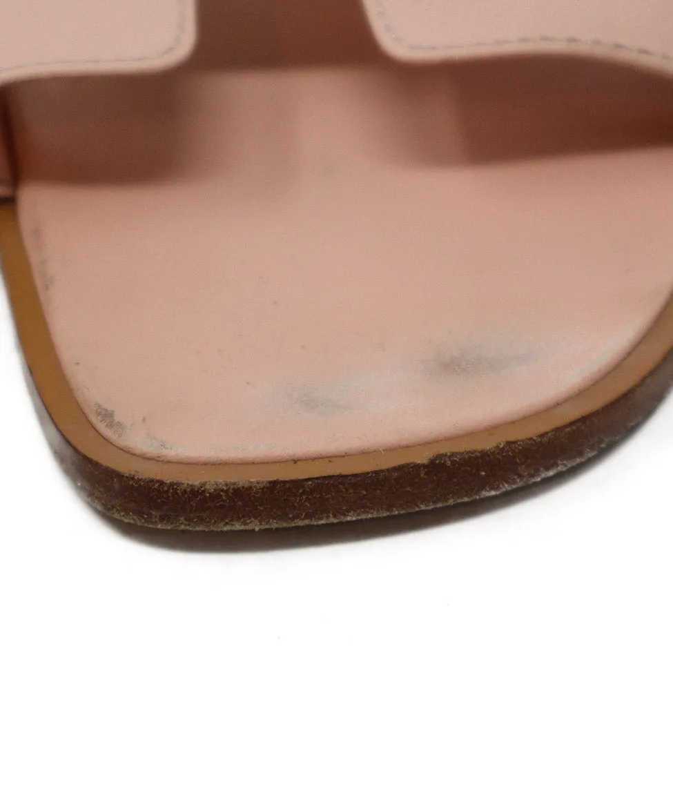Hermes Pink Leather Sandals sz 8.5