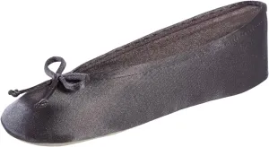 Isotoner Ballerina Slippers for Women  Soft Satin House Shoes with Bow and Suede Sole  Classic Comfy Travel and Bedroom Slippers  Cute Bridal Party Slippers