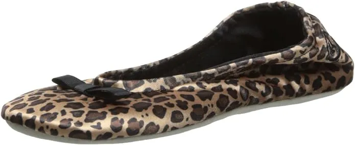 Isotoner Womens Satin Ballerina Slippers - Satin Slippers with Bow, Great for Indoor and Outdoor Use, Bridal Party Gifts, Travel Slippers that are Foldable and Machine Washable