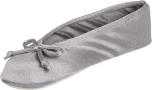 isotoner Women's Satin Ballerina Slippers with Soft Tie Bow and Suede Sole