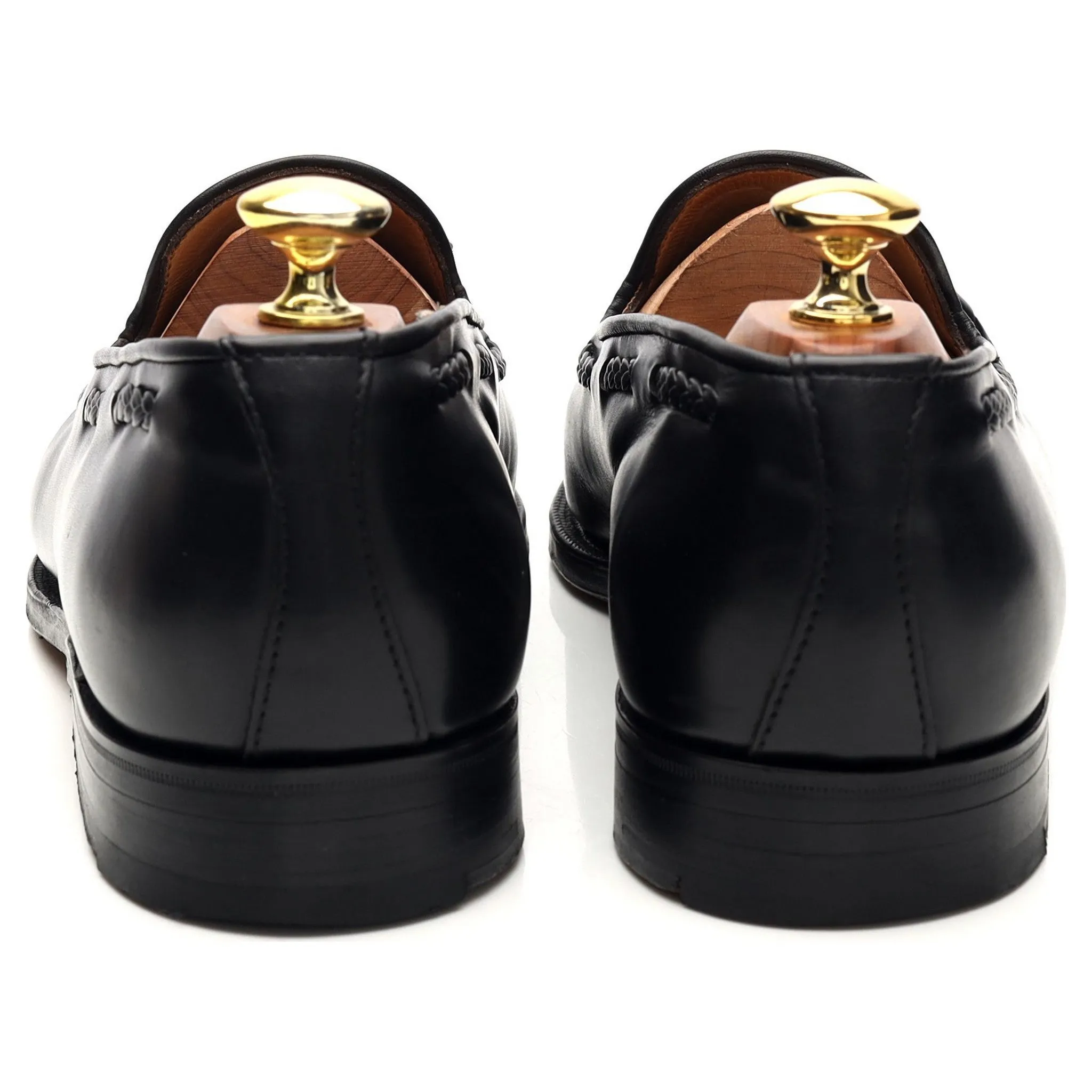 New & Lingwood Black Leather Tassel Loafers UK 8 E