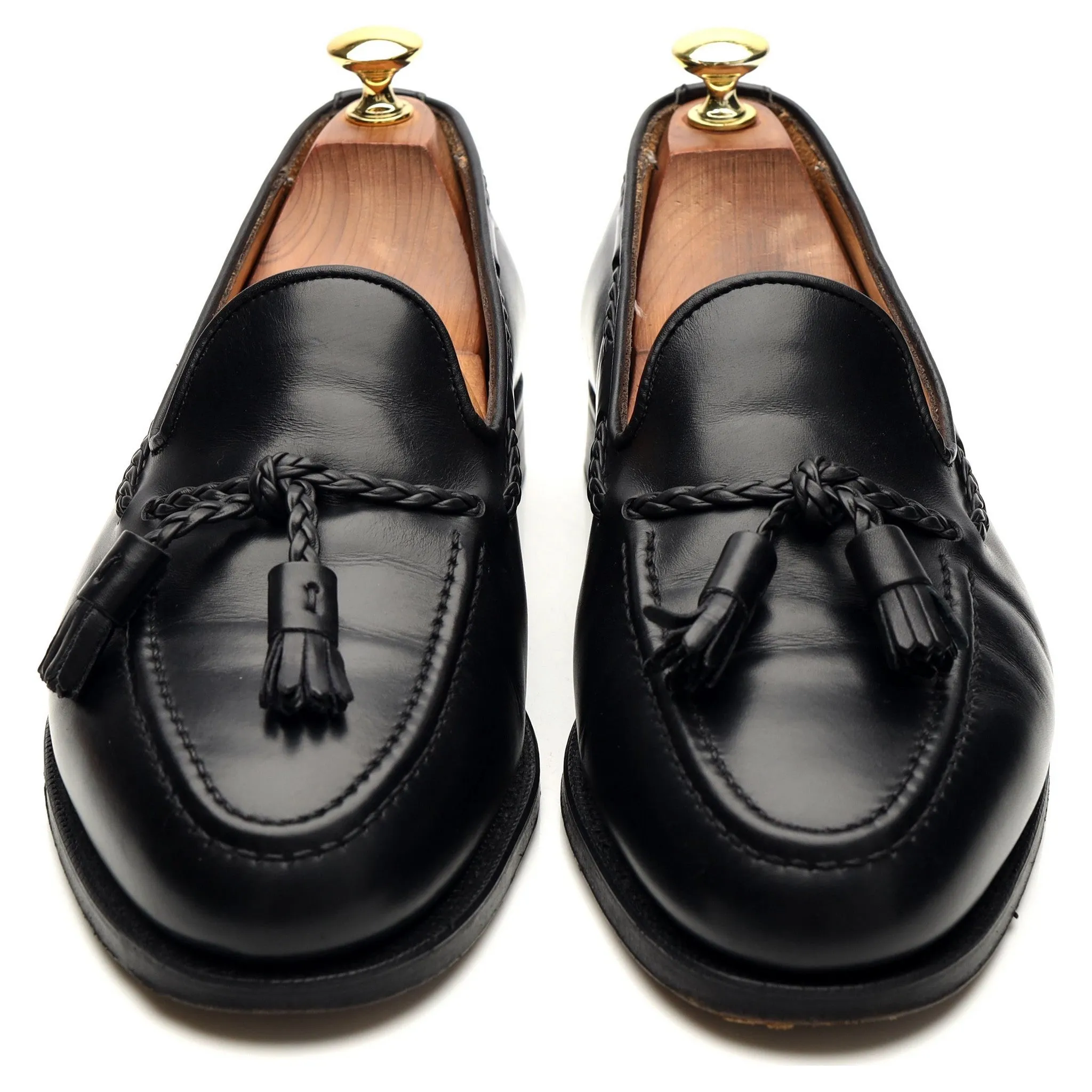 New & Lingwood Black Leather Tassel Loafers UK 8 E