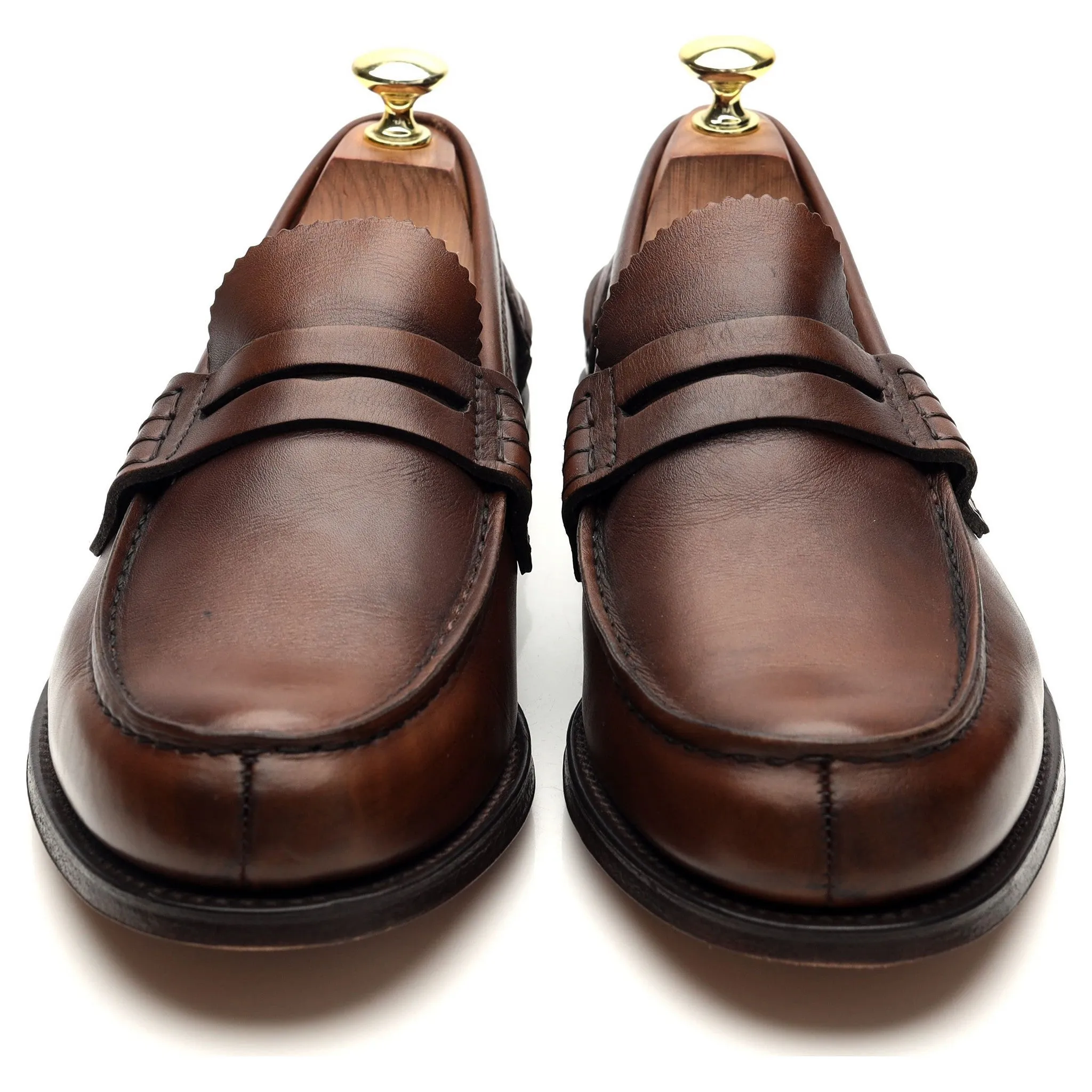 'Pembrey' Brown Leather Split Toe Loafers UK 7.5 G