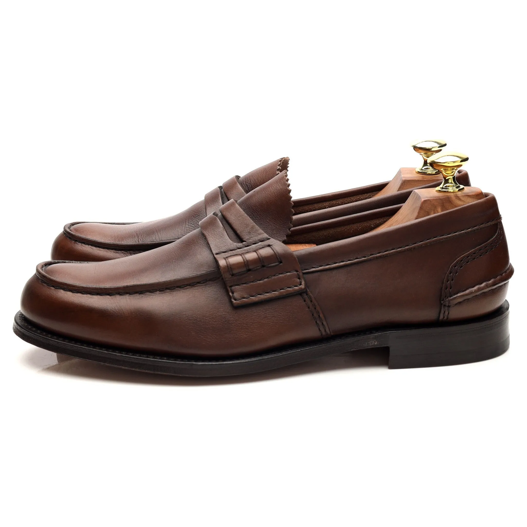 'Pembrey' Brown Leather Split Toe Loafers UK 7.5 G