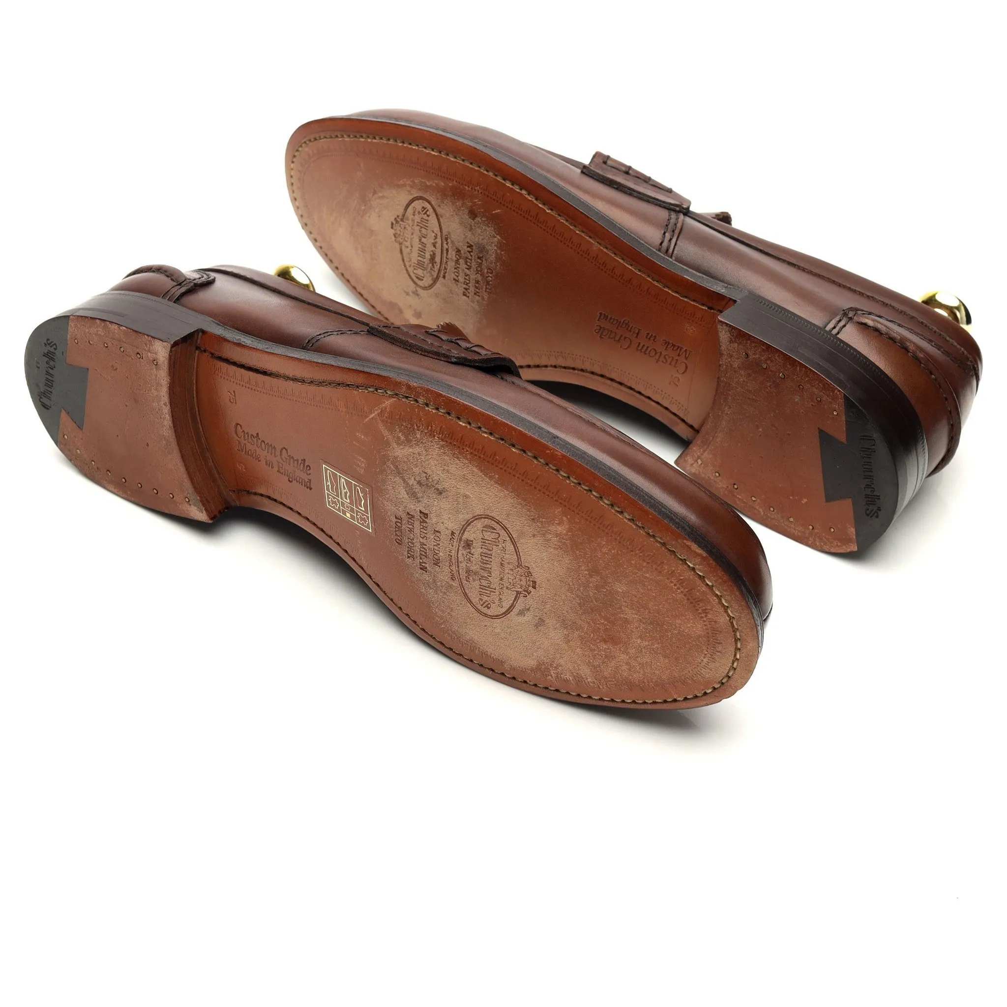 'Pembrey' Brown Leather Split Toe Loafers UK 7.5 G