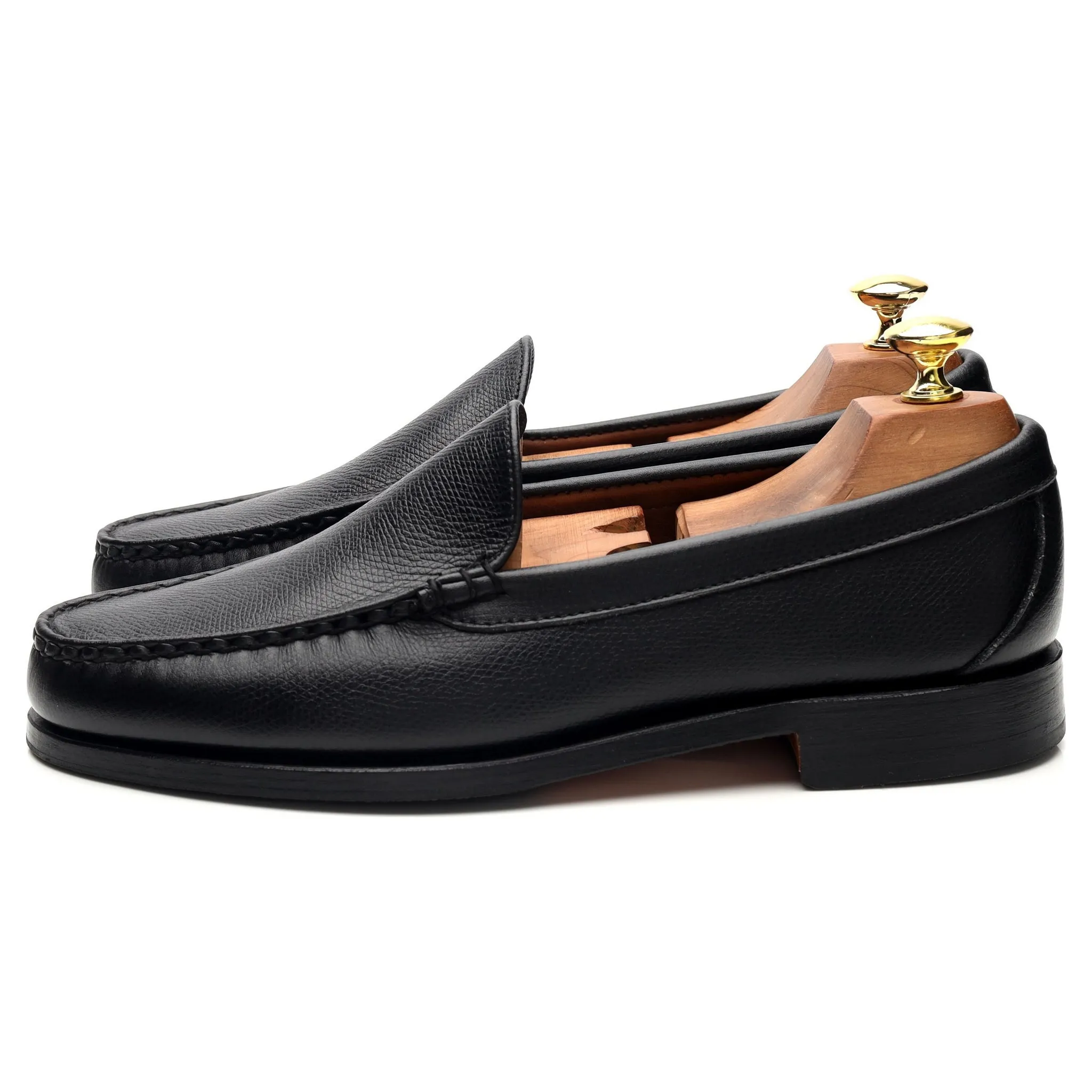 'Sanibel' Black Grain Leather Loafers UK 8 US 9 E