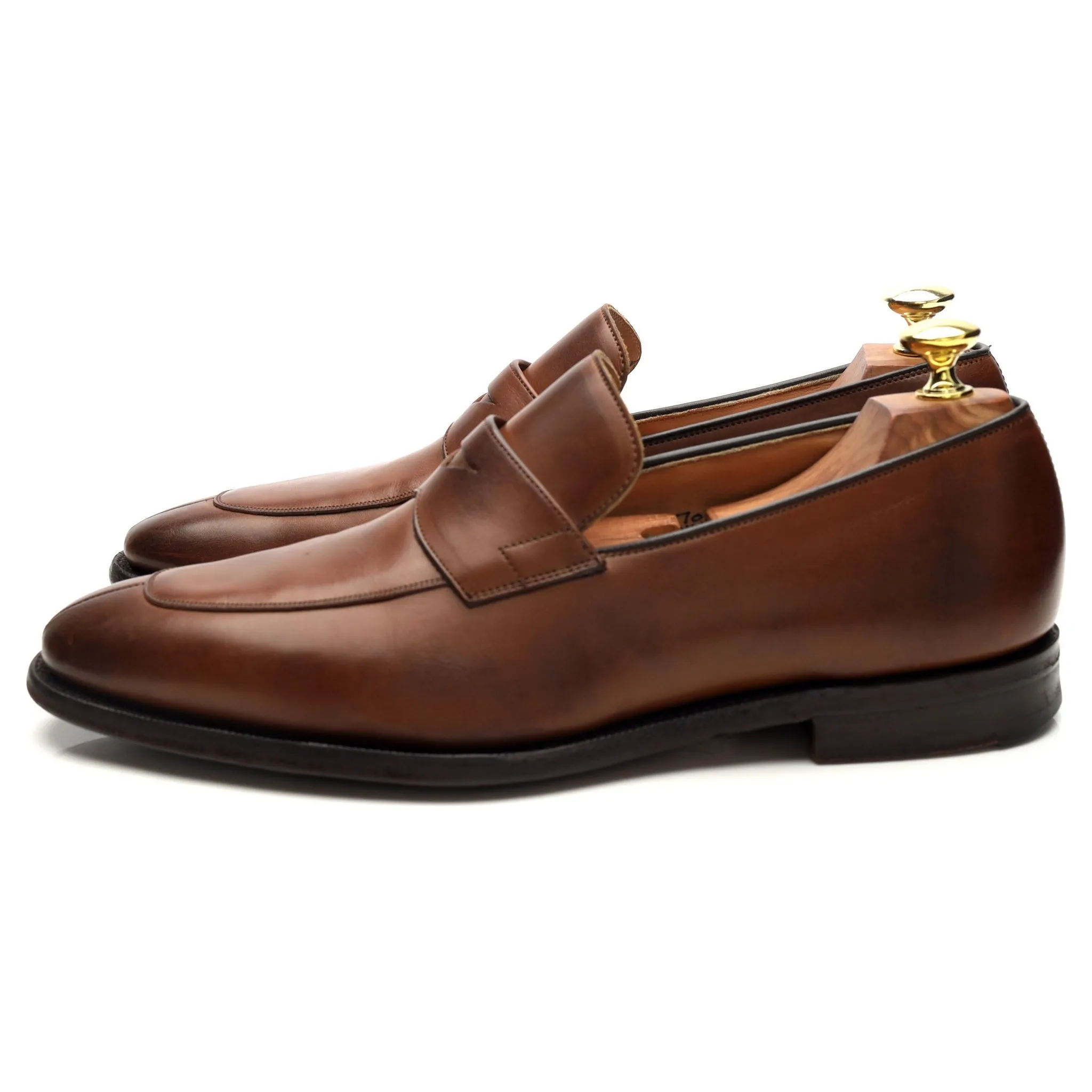 'Swanley' Brown Leather Split Toe Penny Loafers UK 7 G