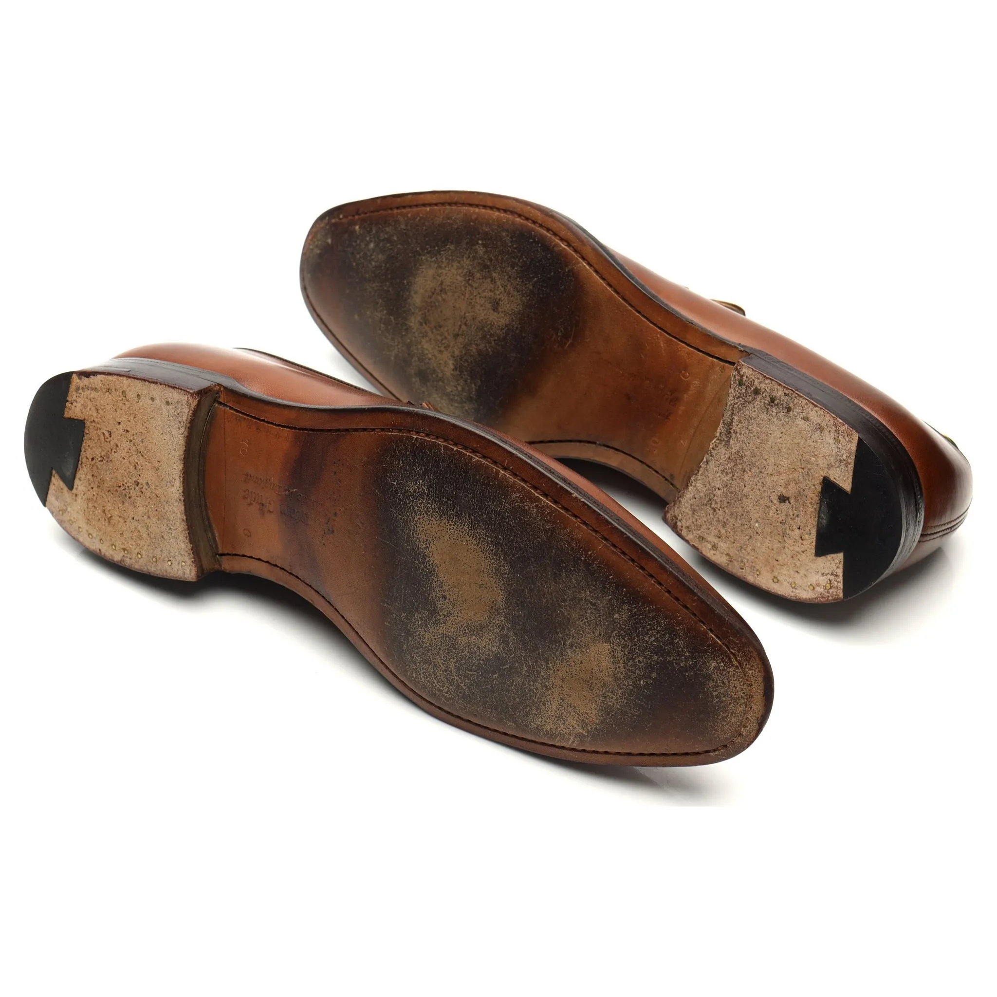 'Swanley' Brown Leather Split Toe Penny Loafers UK 7 G