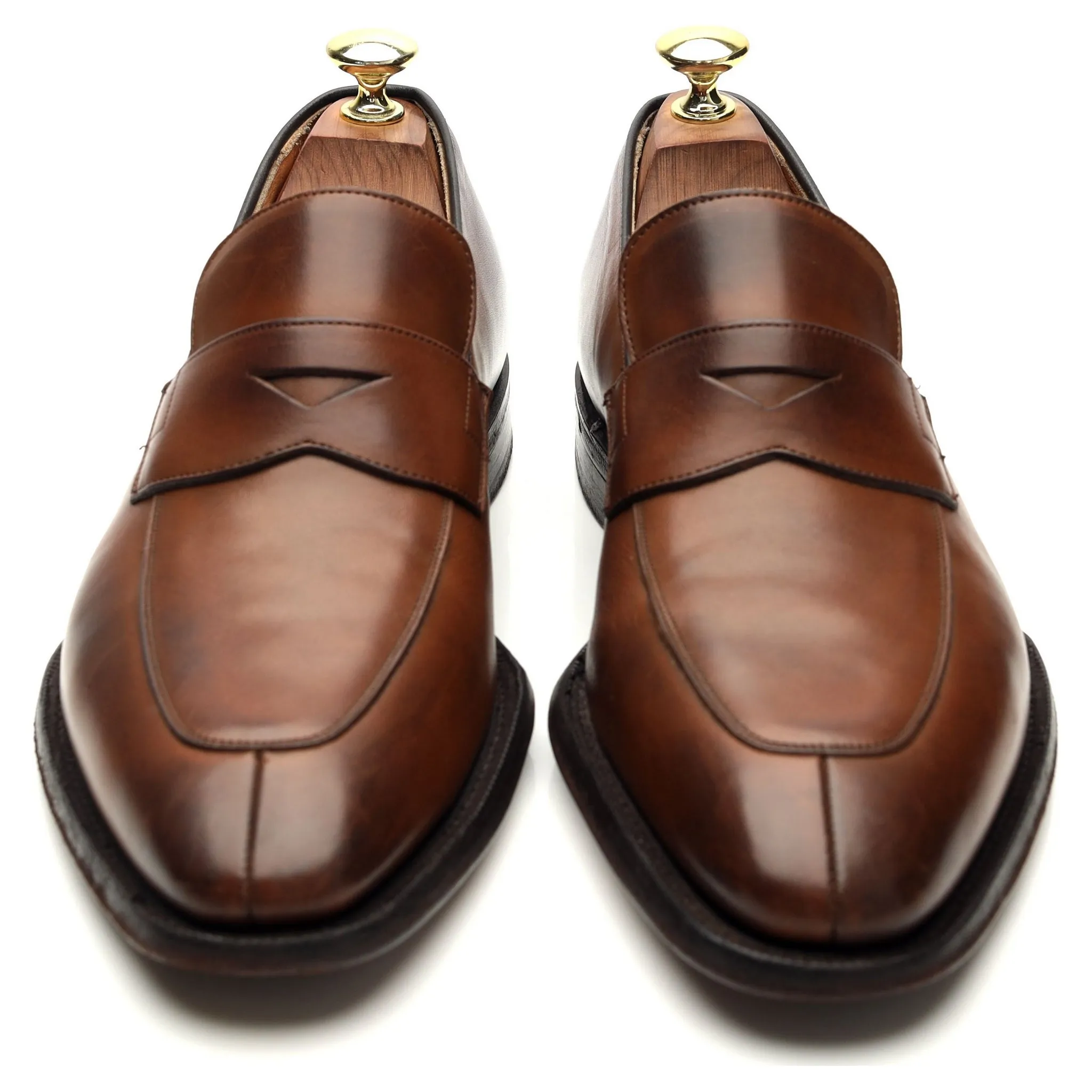'Swanley' Brown Leather Split Toe Penny Loafers UK 7 G