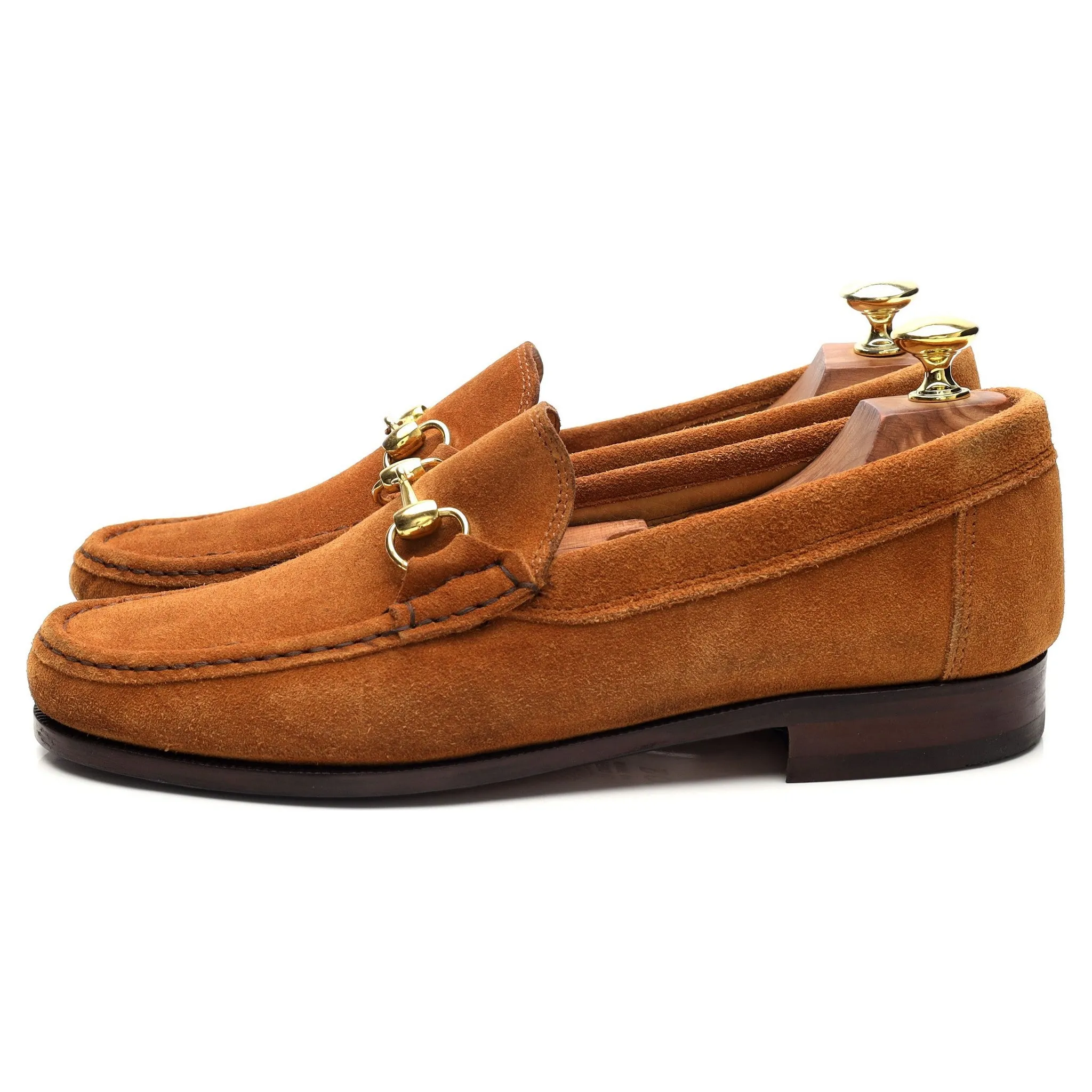 Tan Brown Suede Horsebit Loafers UK 7.5 EU 41.5