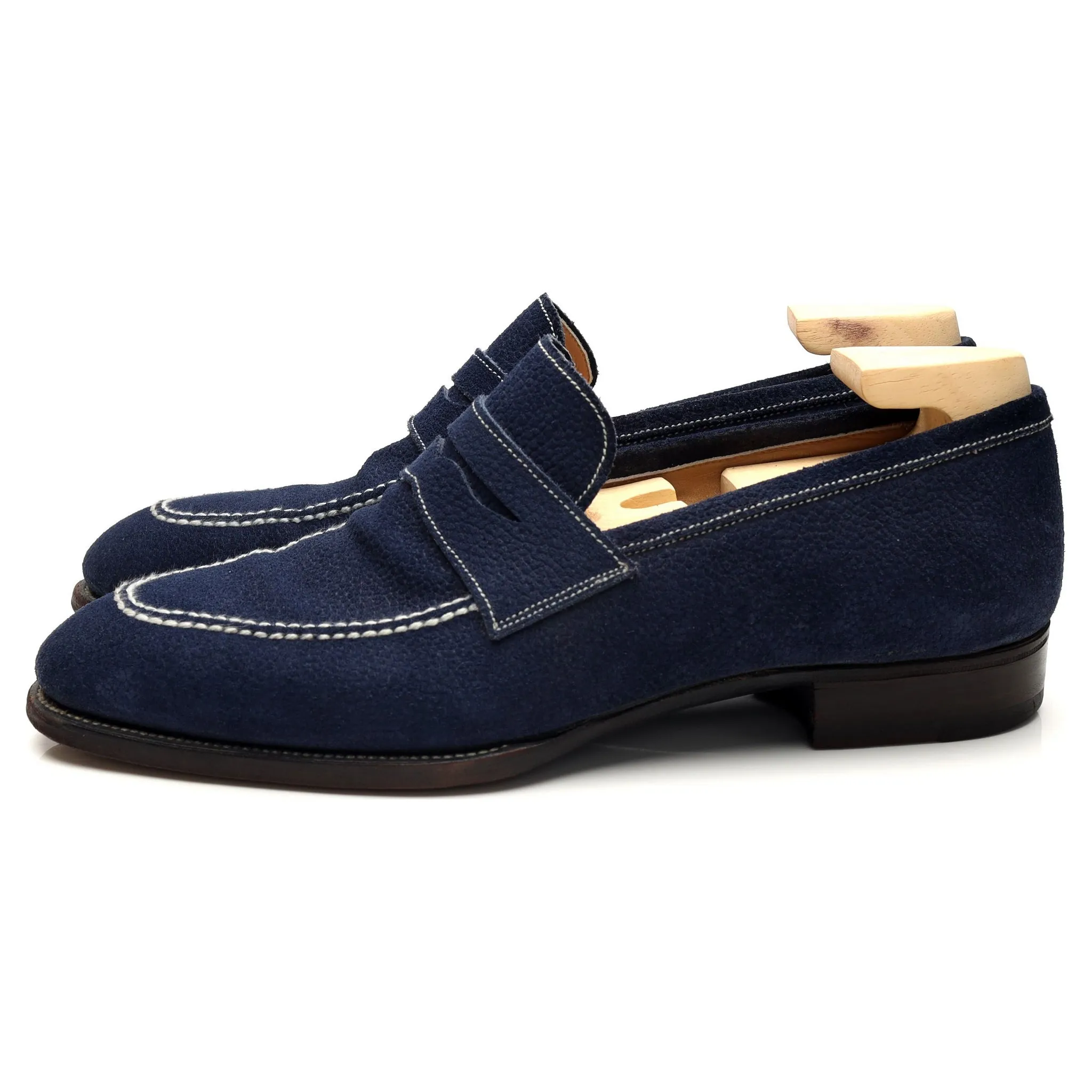 The Sabot Blue Grain Suede Loafers UK 8