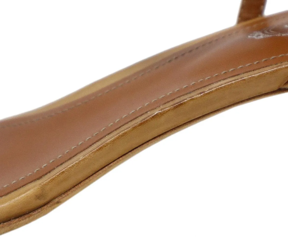Tod's Tan Leather Heeled Sandals sz 8.5